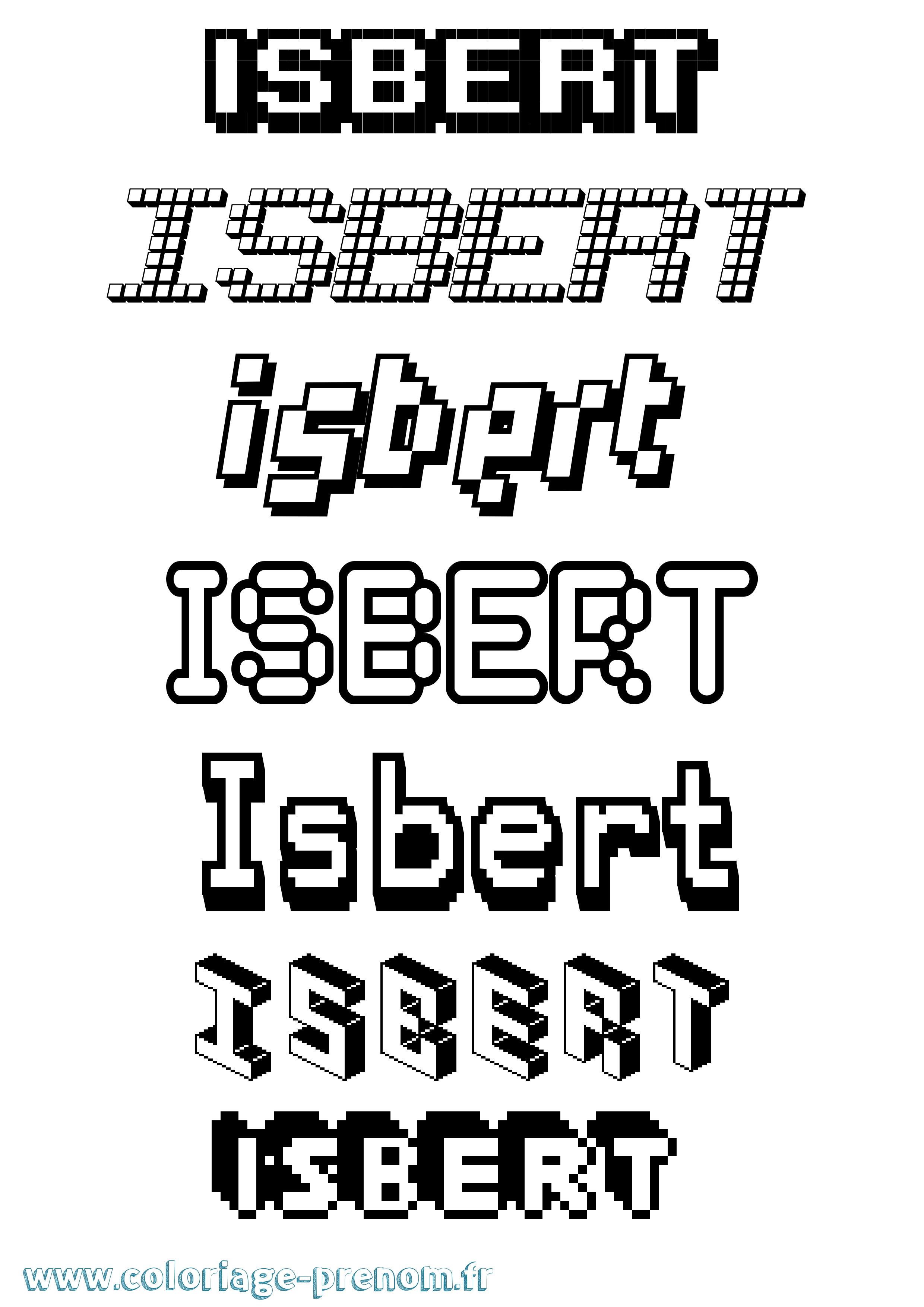 Coloriage Isbert Pixel Coloriage prénom Isbert Pixel