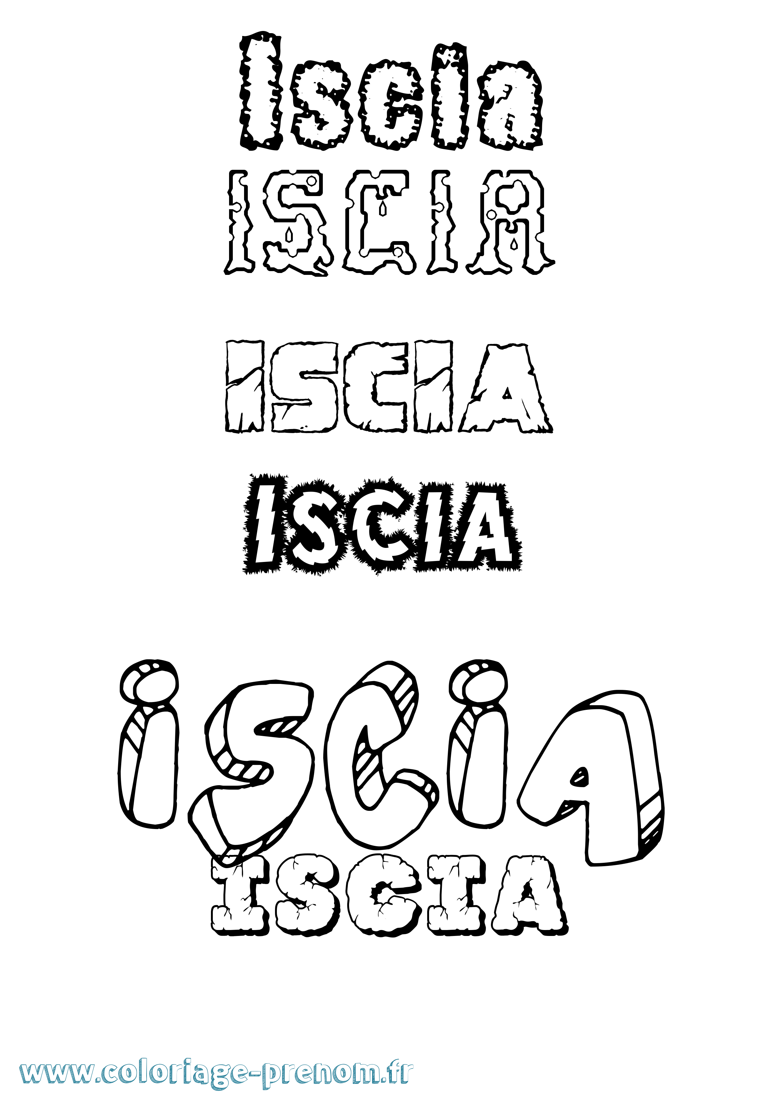 Coloriage Iscia Destructuré Coloriage prénom Iscia Destructuré