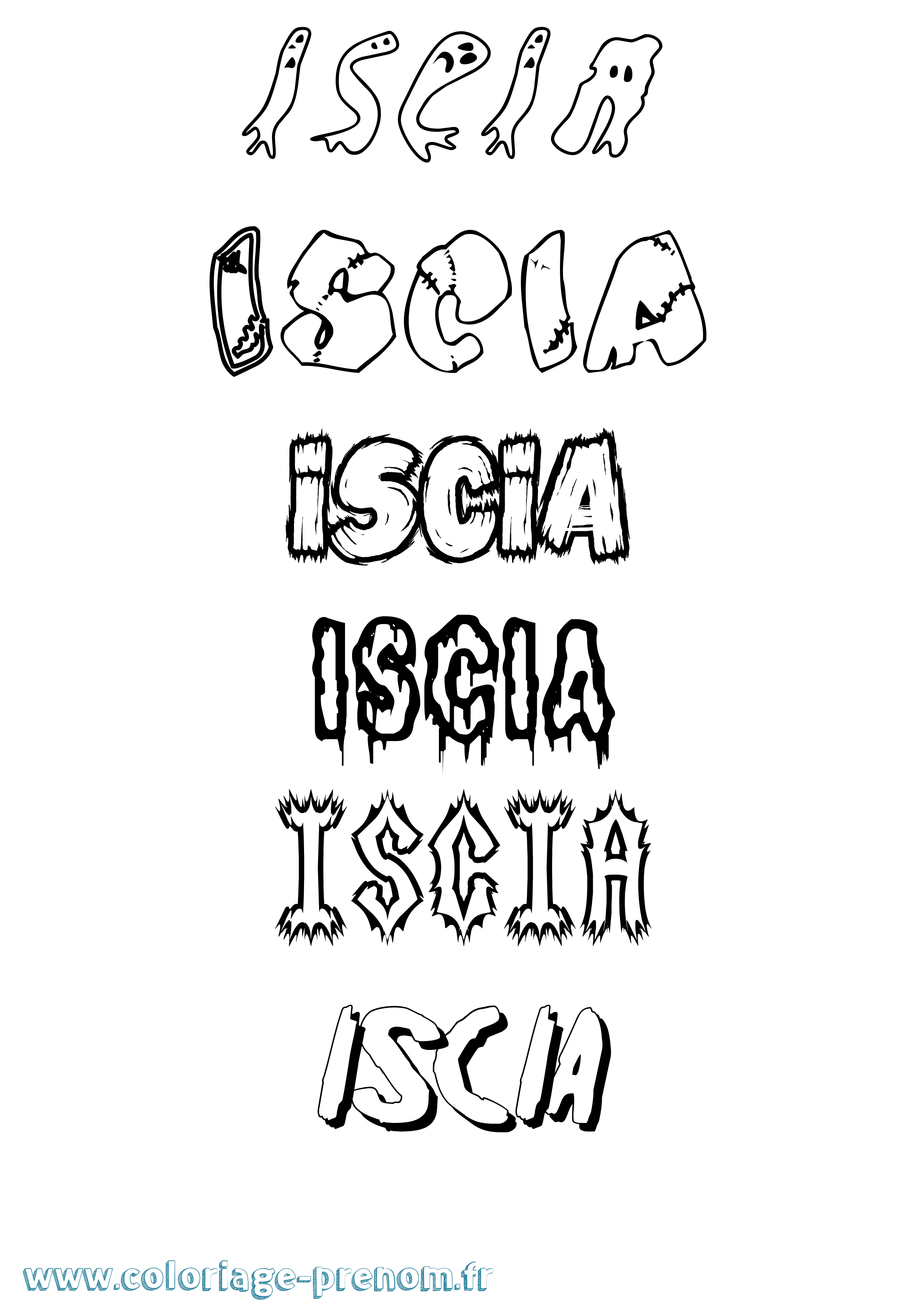 Coloriage Iscia Frisson Coloriage prénom Iscia Frisson
