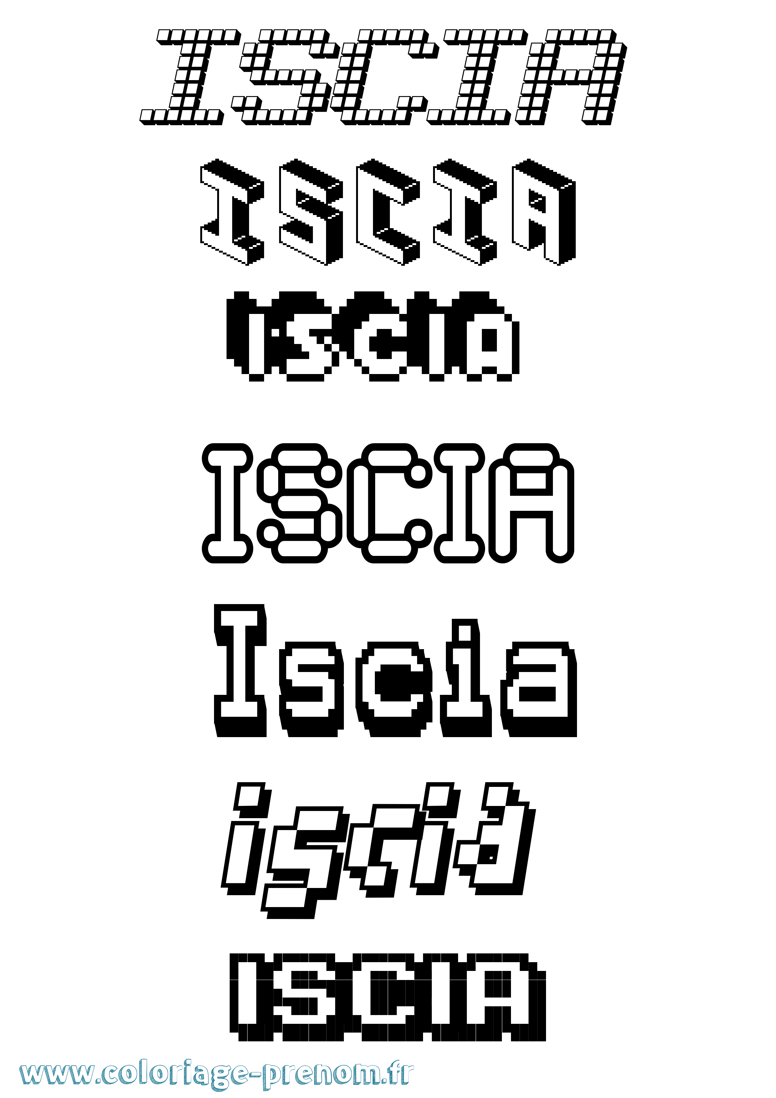 Coloriage Iscia Pixel Coloriage prénom Iscia Pixel