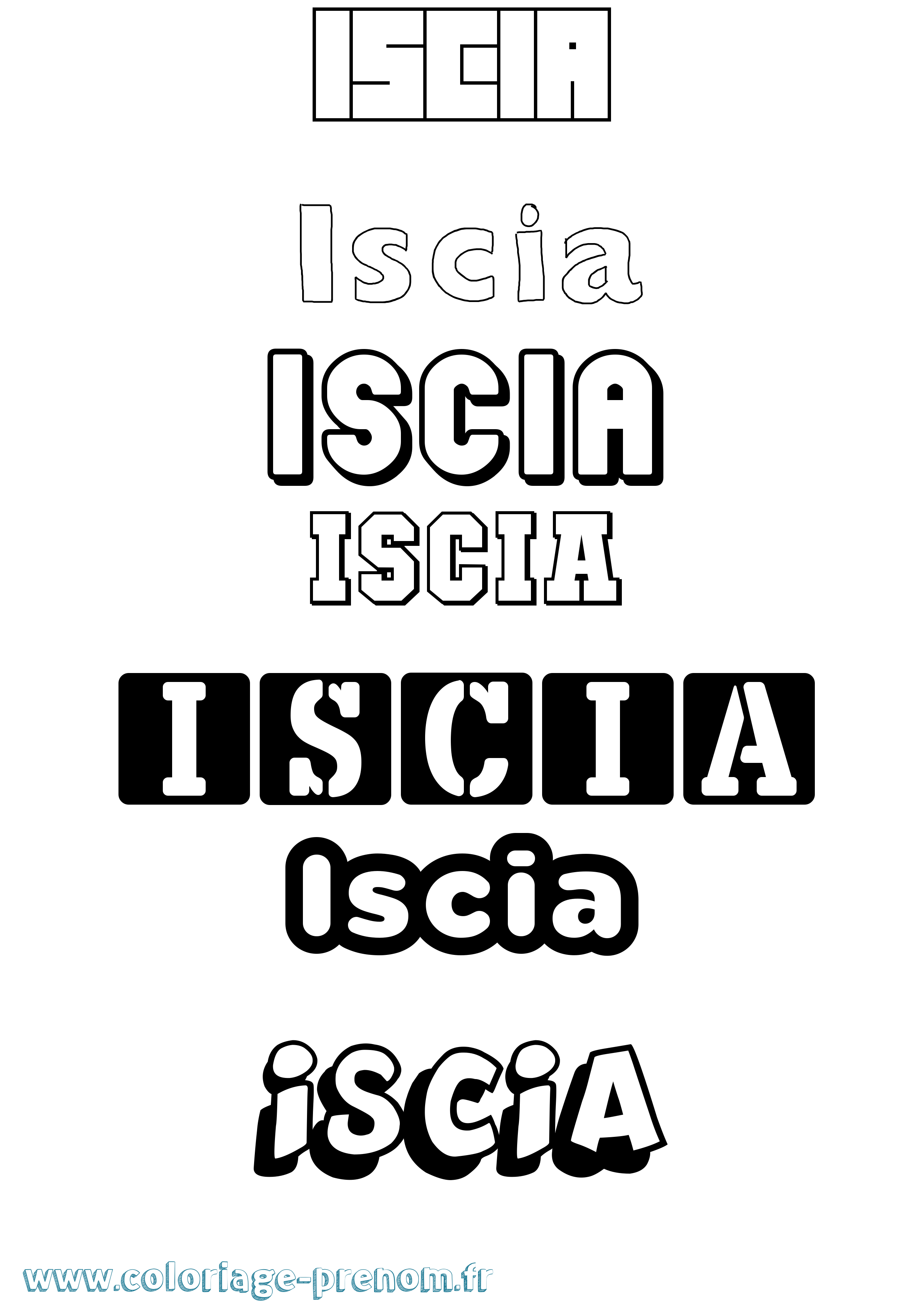 Coloriage Iscia Simple Coloriage prénom Iscia Simple