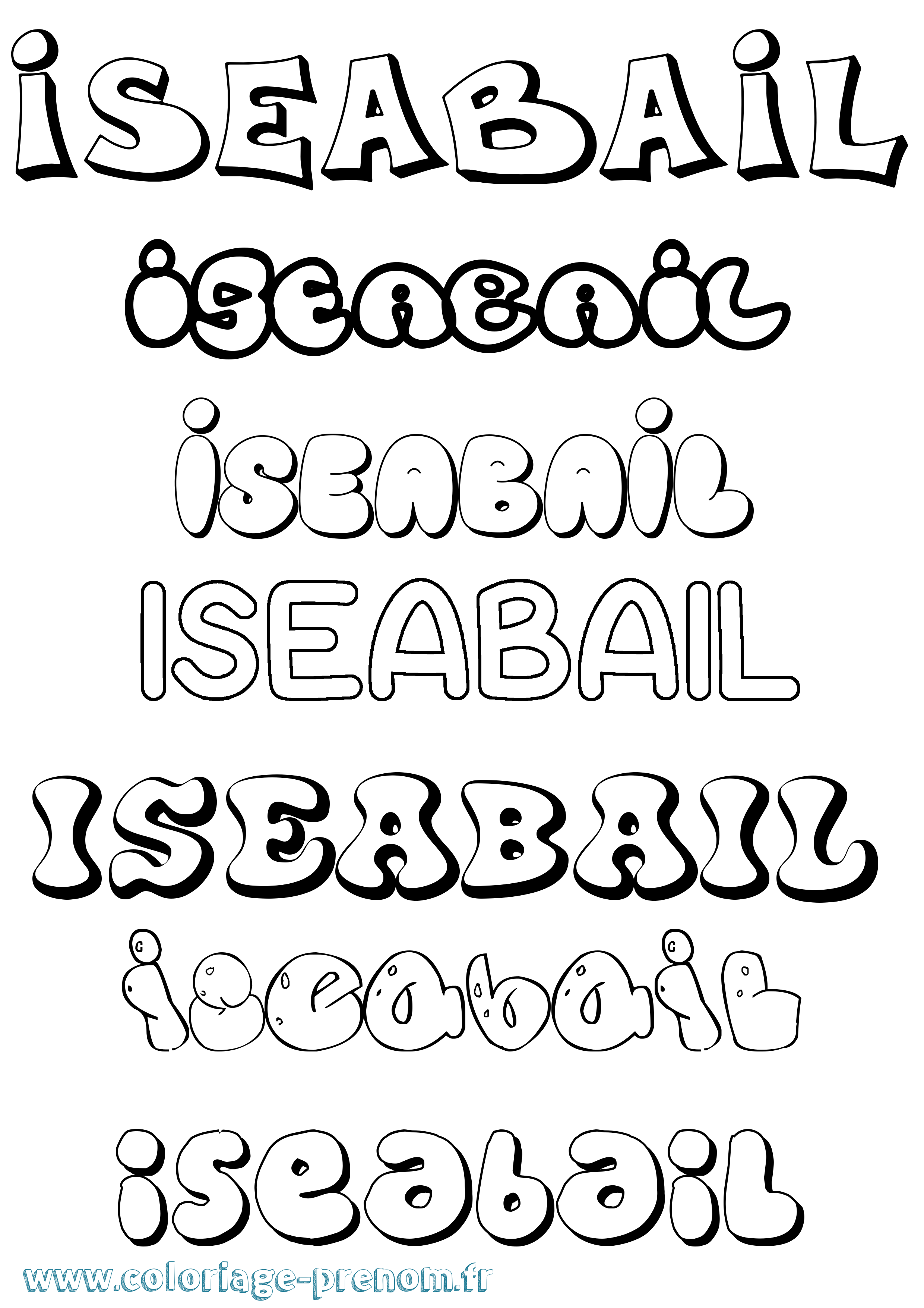 Coloriage Iseabail Bubble Coloriage prénom Iseabail Bubble