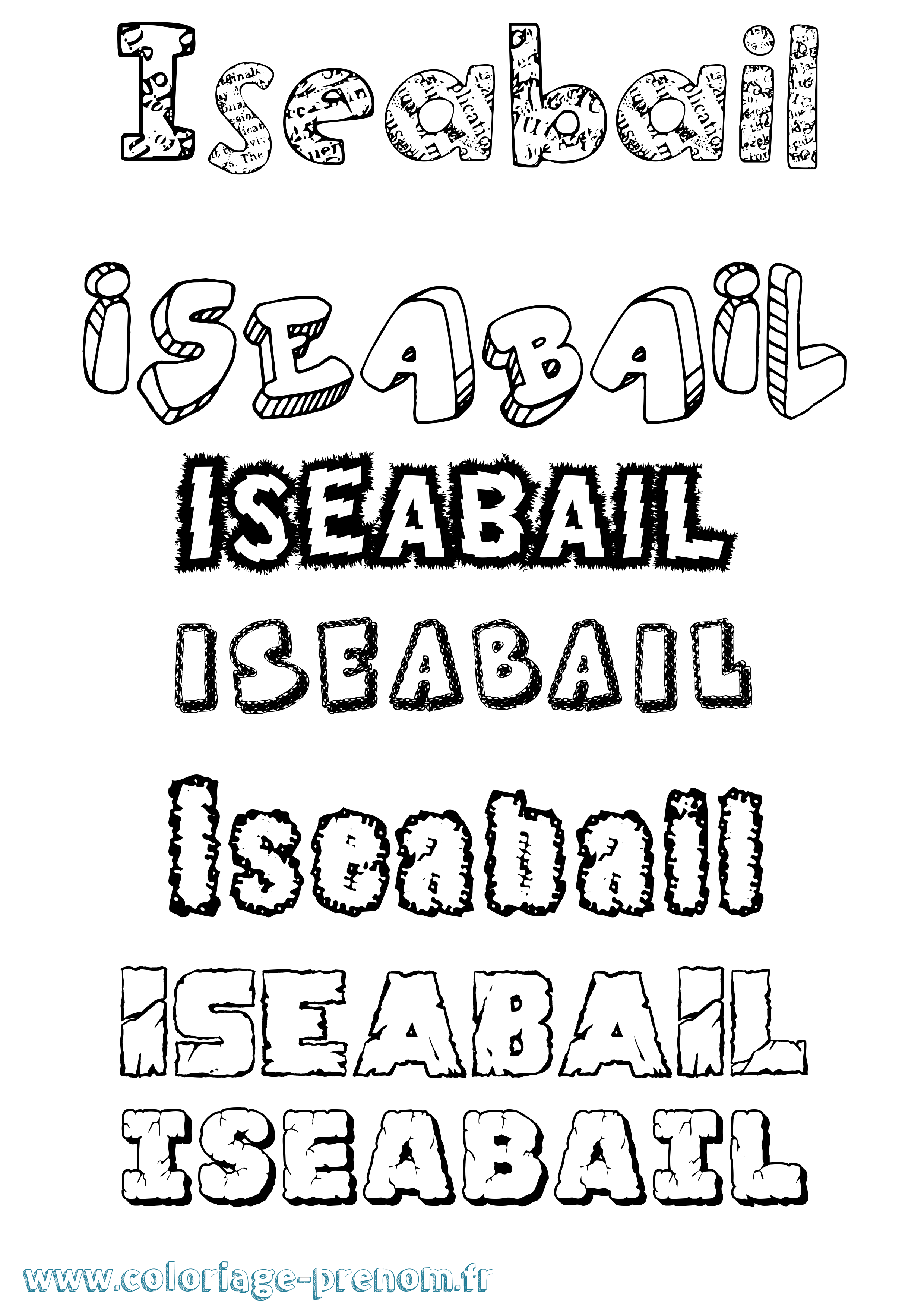Coloriage Iseabail Destructuré Coloriage prénom Iseabail Destructuré