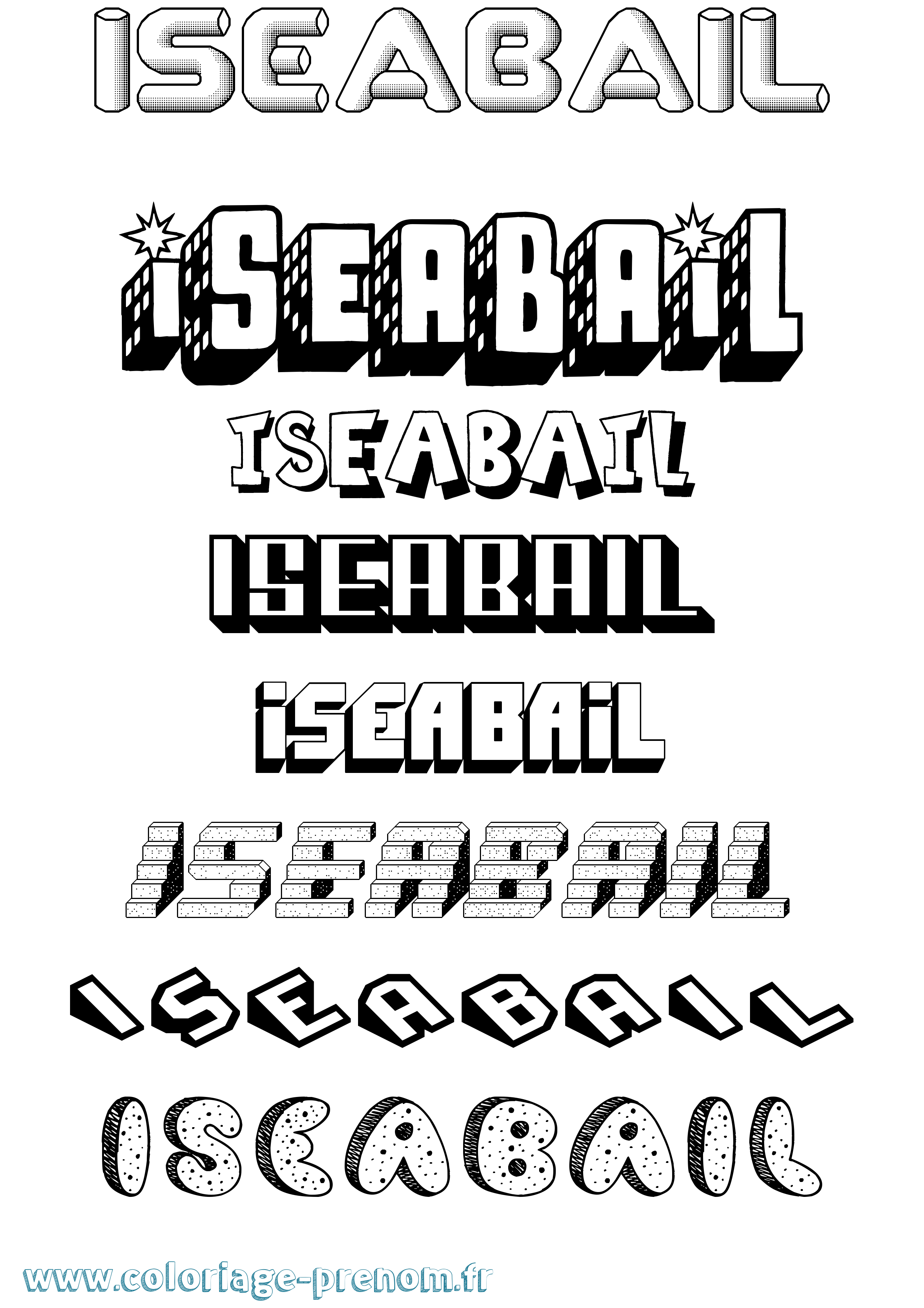 Coloriage Iseabail Effet 3D Coloriage prénom Iseabail Effet 3D