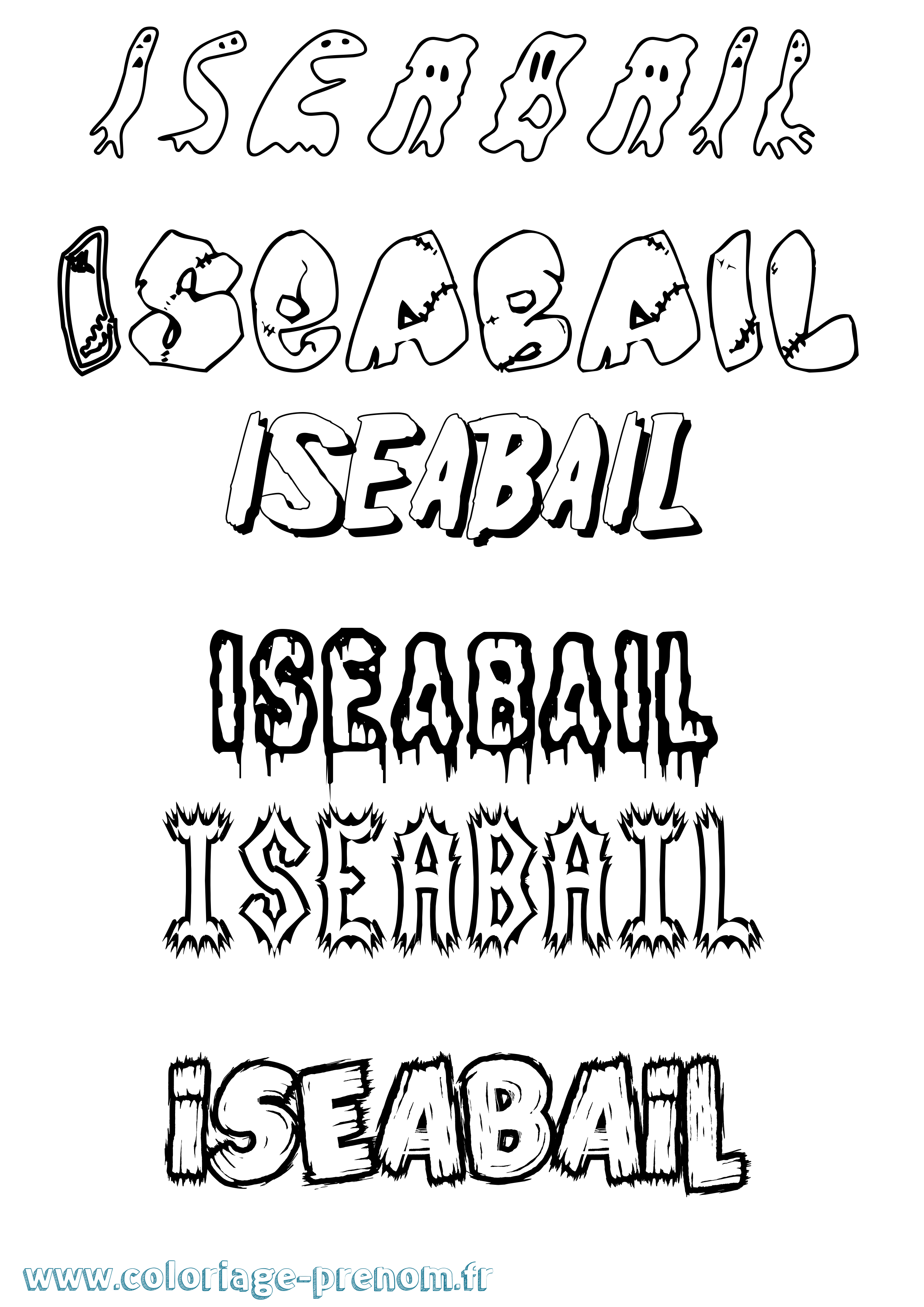 Coloriage Iseabail Frisson Coloriage prénom Iseabail Frisson