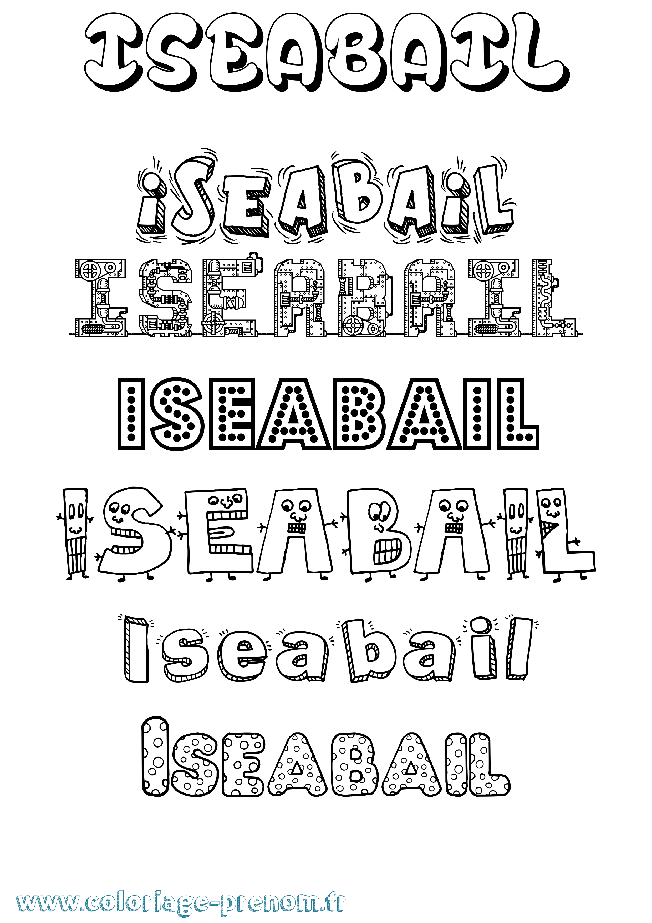 Coloriage Iseabail Fun Coloriage prénom Iseabail Fun