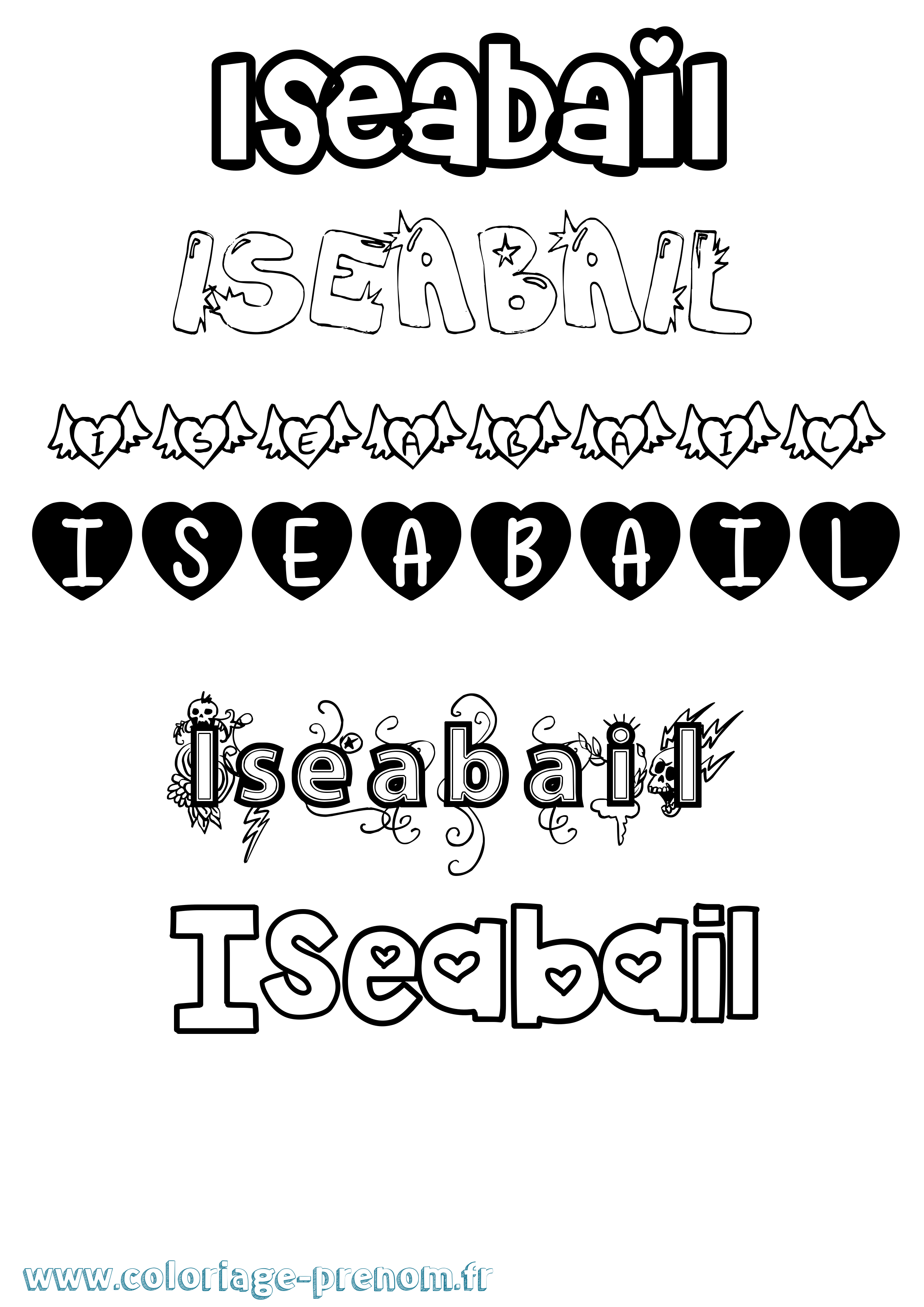 Coloriage Iseabail Girly Coloriage prénom Iseabail Girly