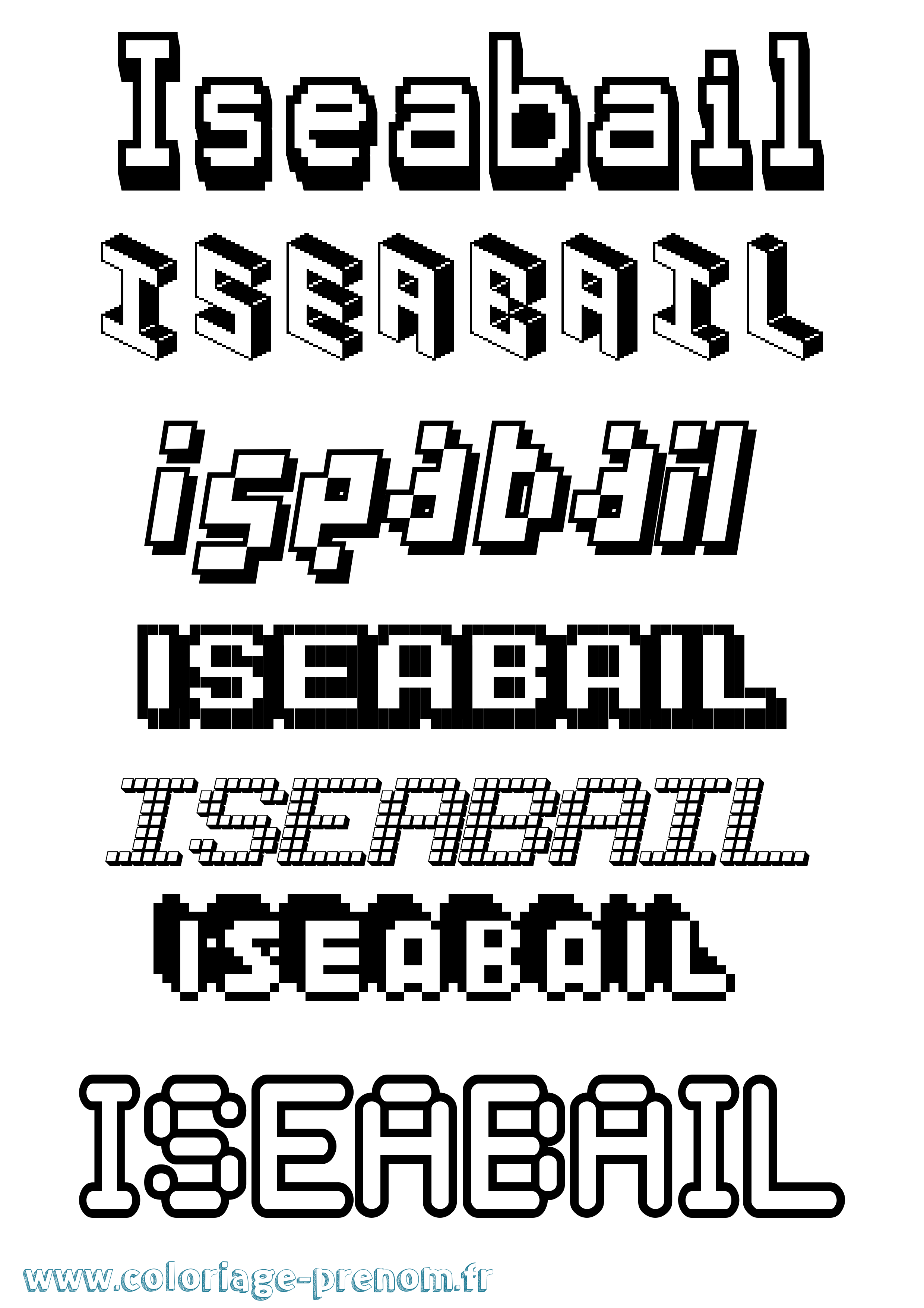 Coloriage Iseabail Pixel Coloriage prénom Iseabail Pixel