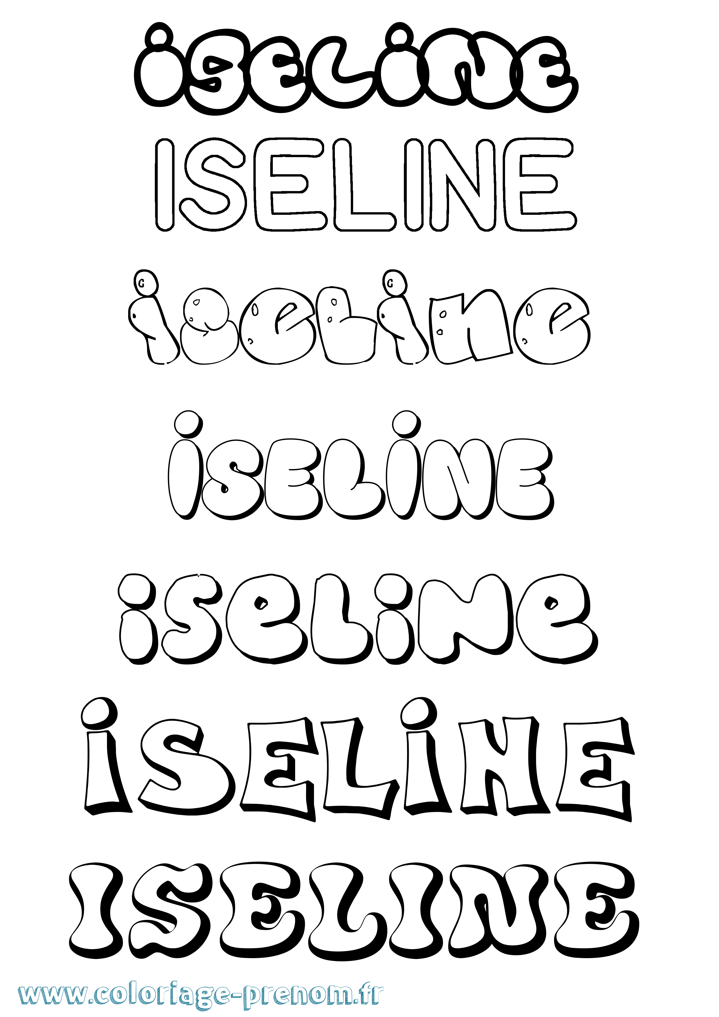 Coloriage Iseline Bubble Coloriage prénom Iseline Bubble