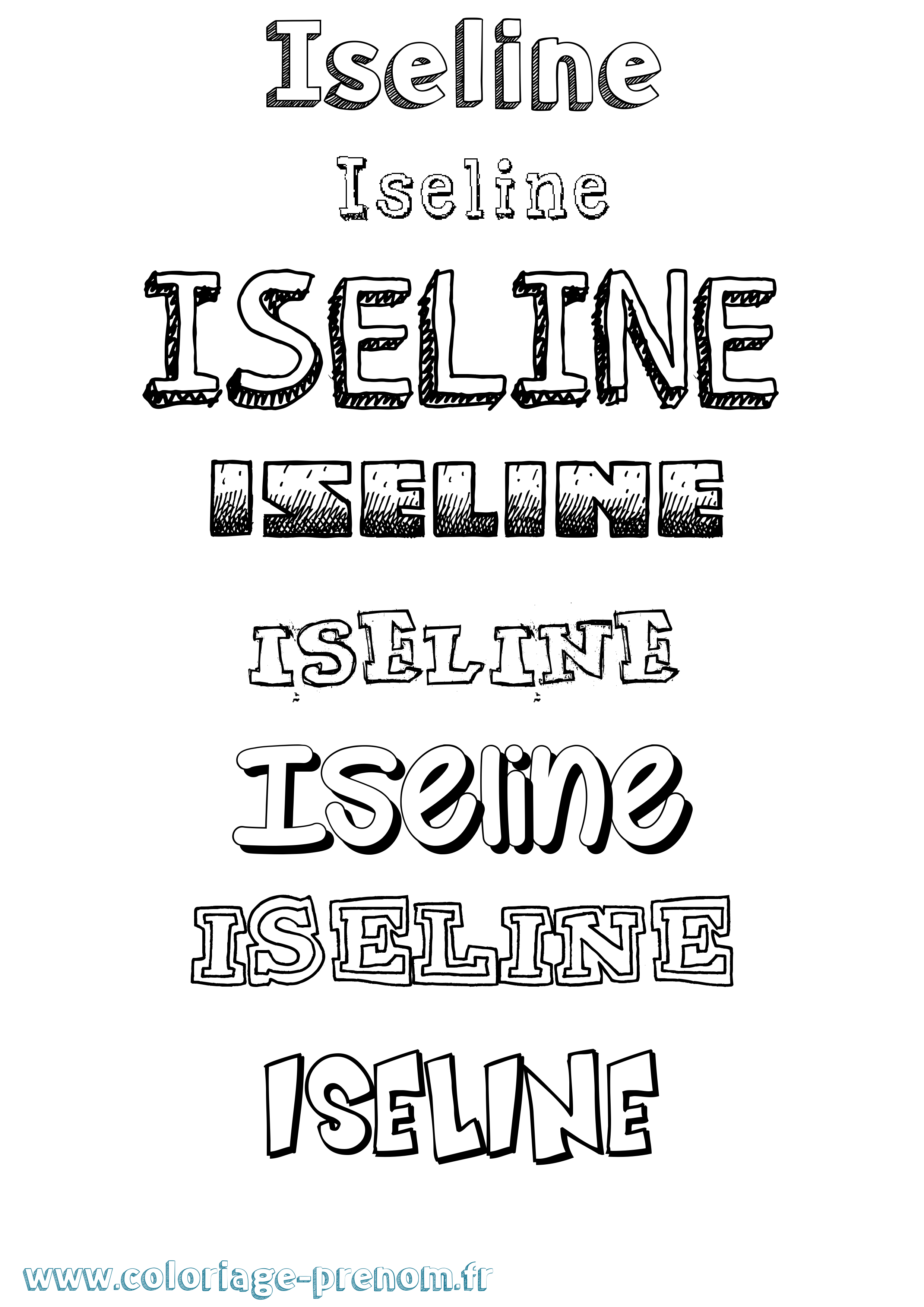 Coloriage Iseline Dessiné Coloriage prénom Iseline Dessiné