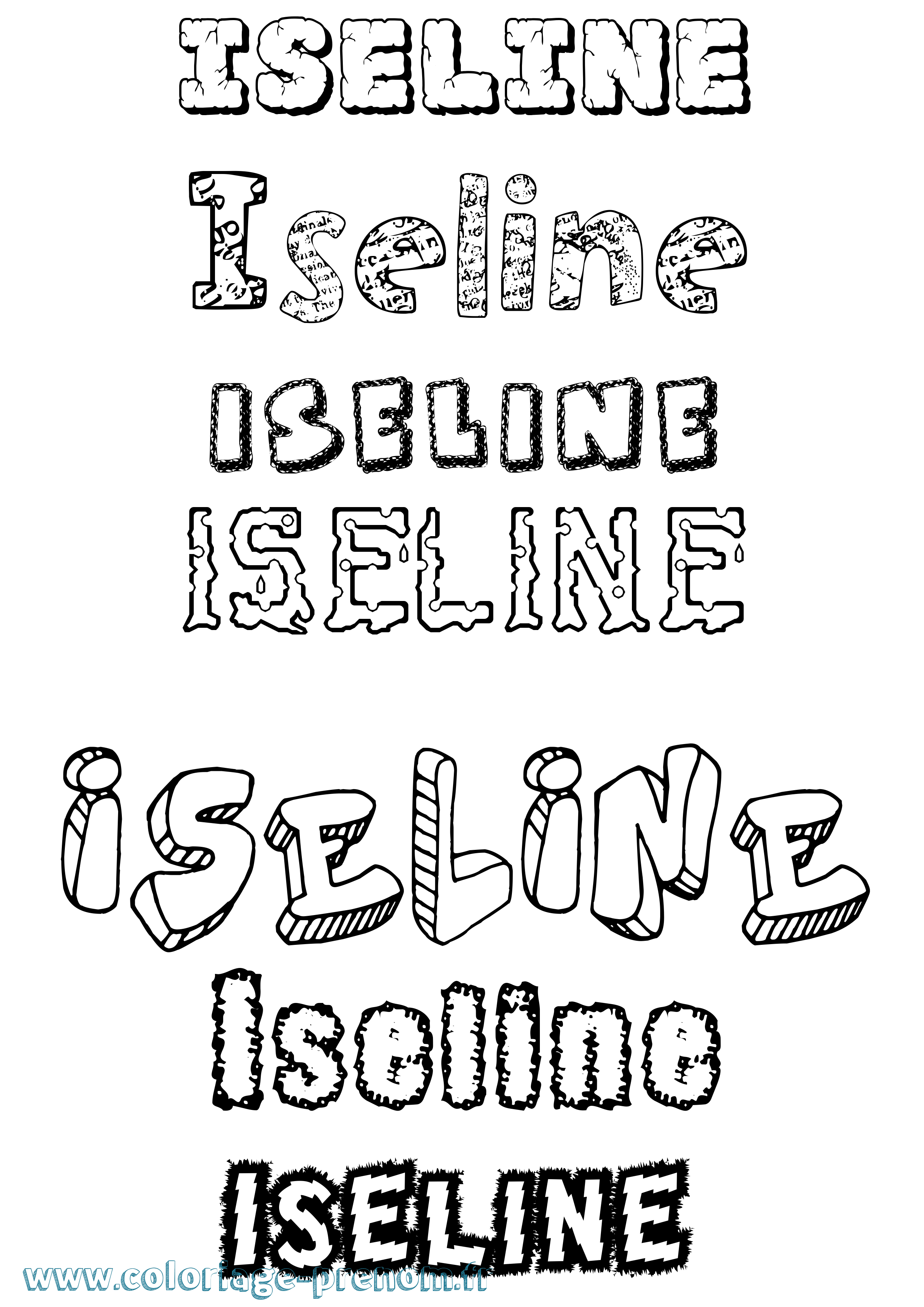 Coloriage Iseline Destructuré Coloriage prénom Iseline Destructuré