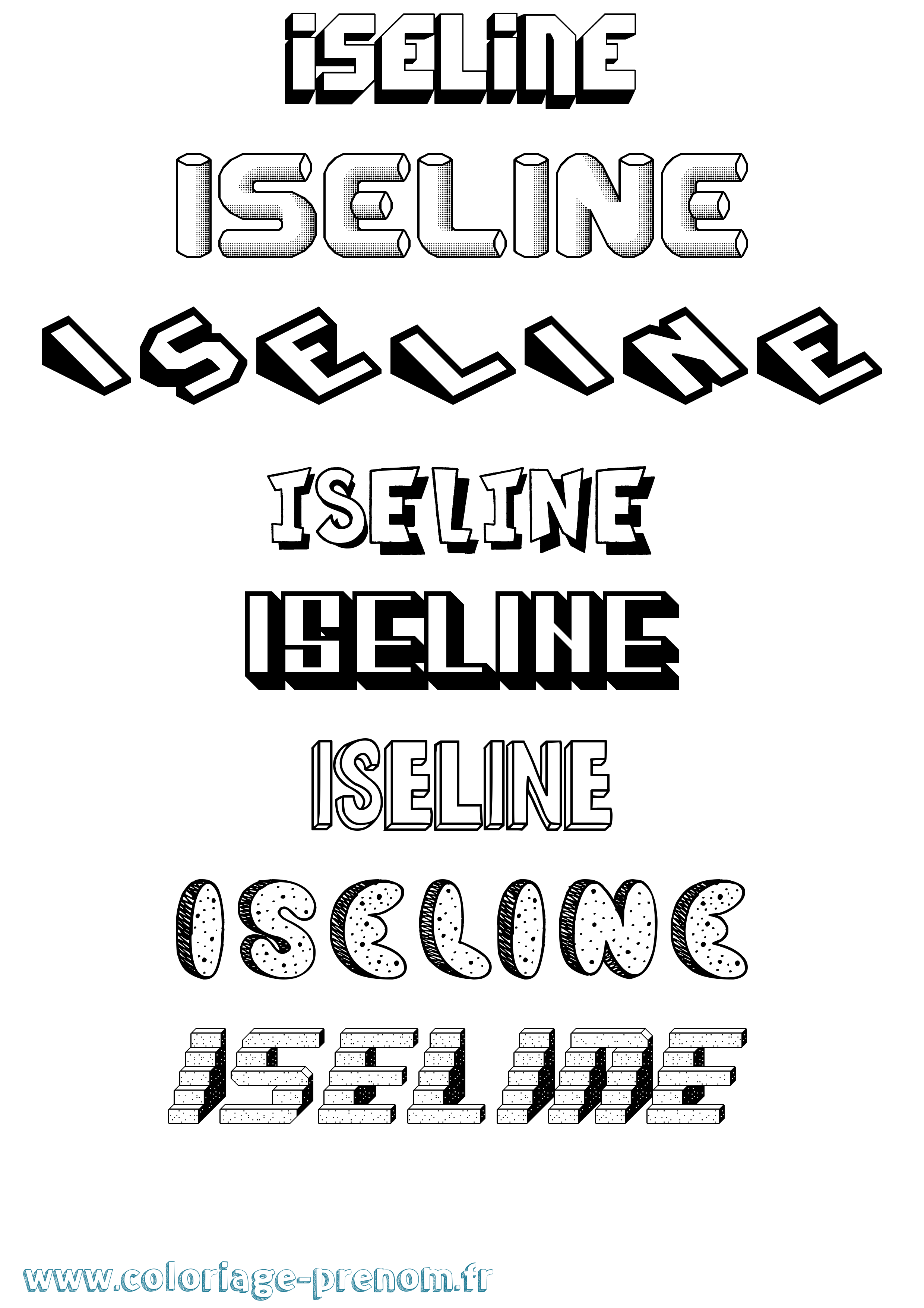 Coloriage Iseline Effet 3D Coloriage prénom Iseline Effet 3D