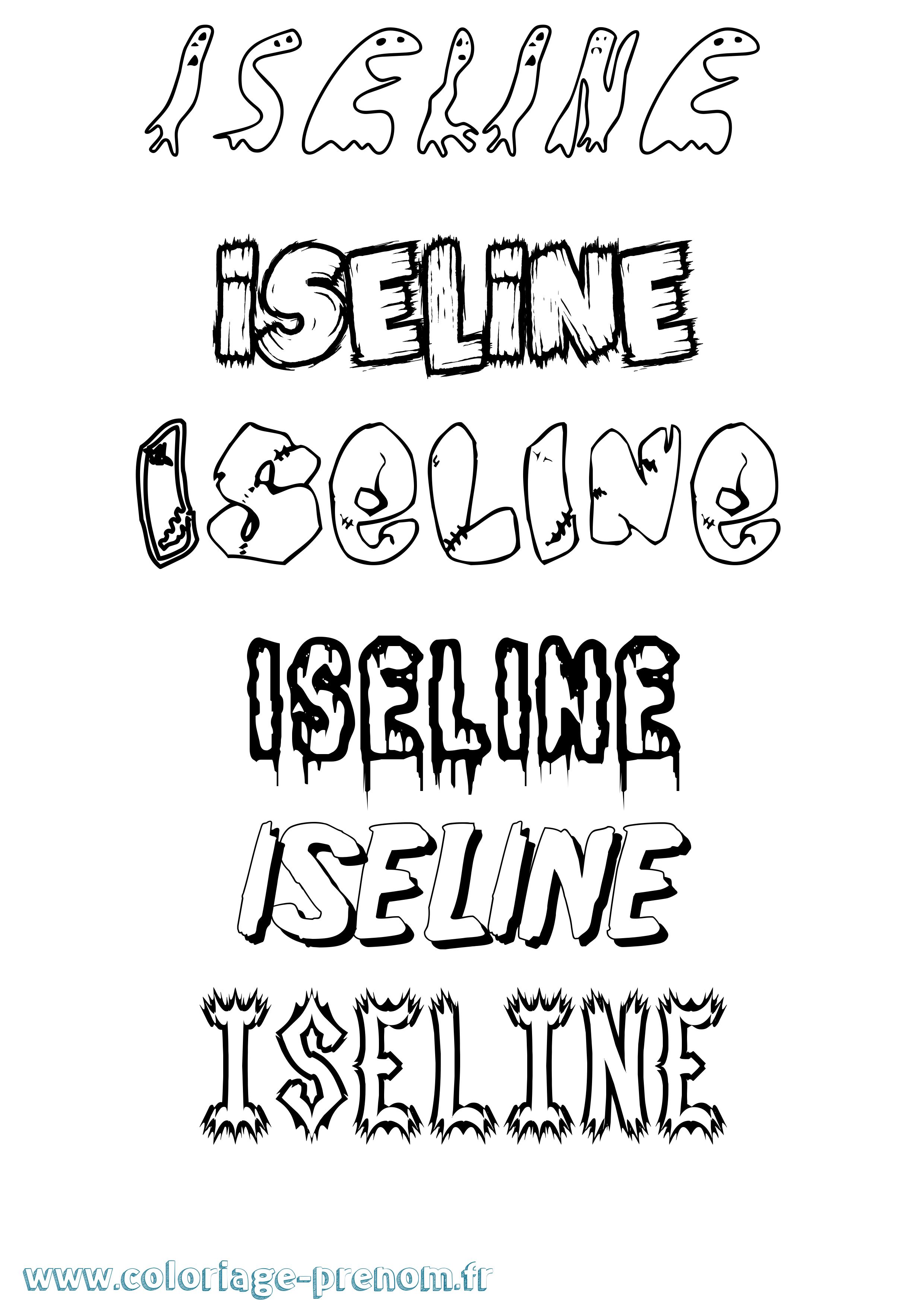 Coloriage Iseline Frisson Coloriage prénom Iseline Frisson