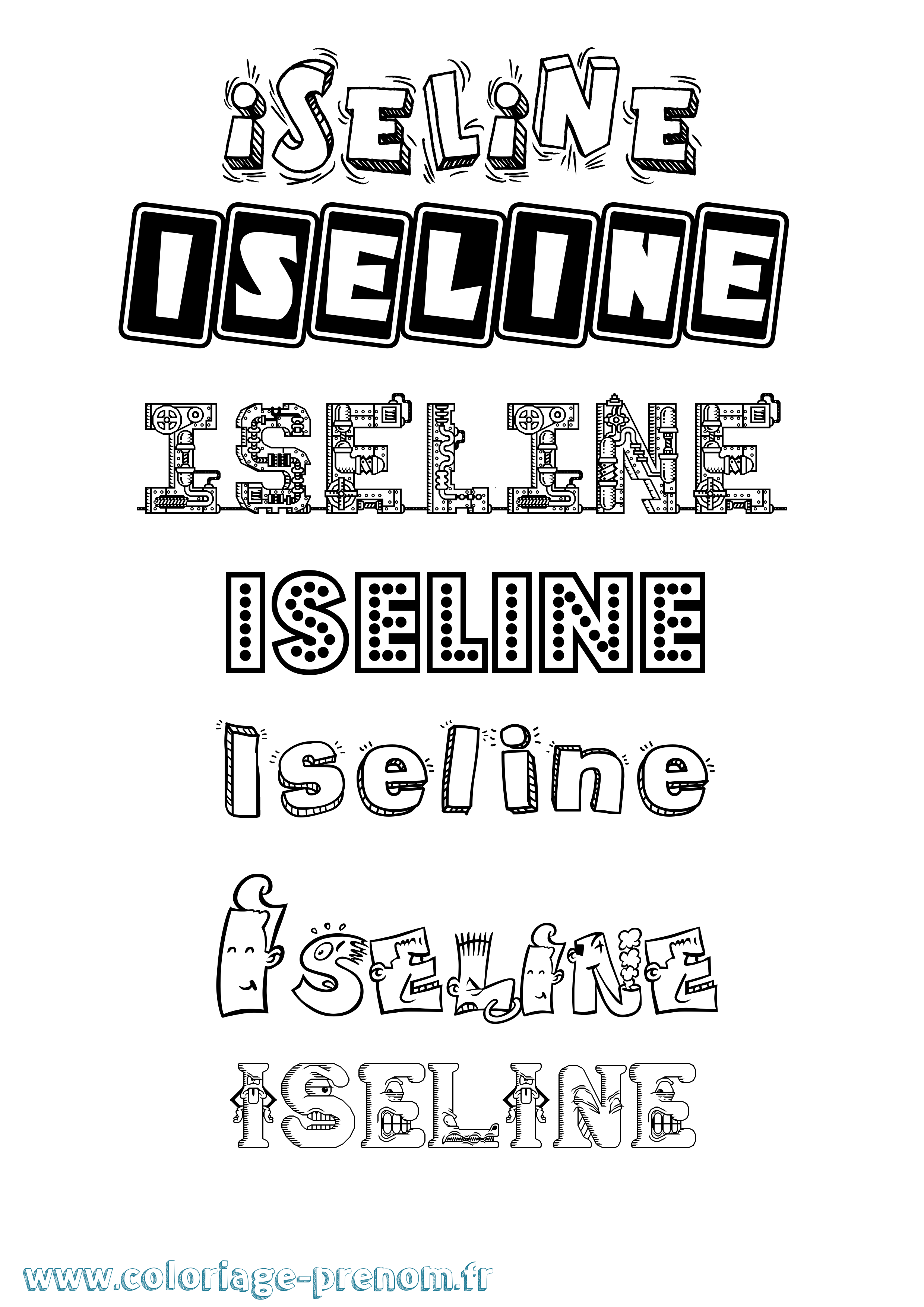 Coloriage Iseline Fun Coloriage prénom Iseline Fun