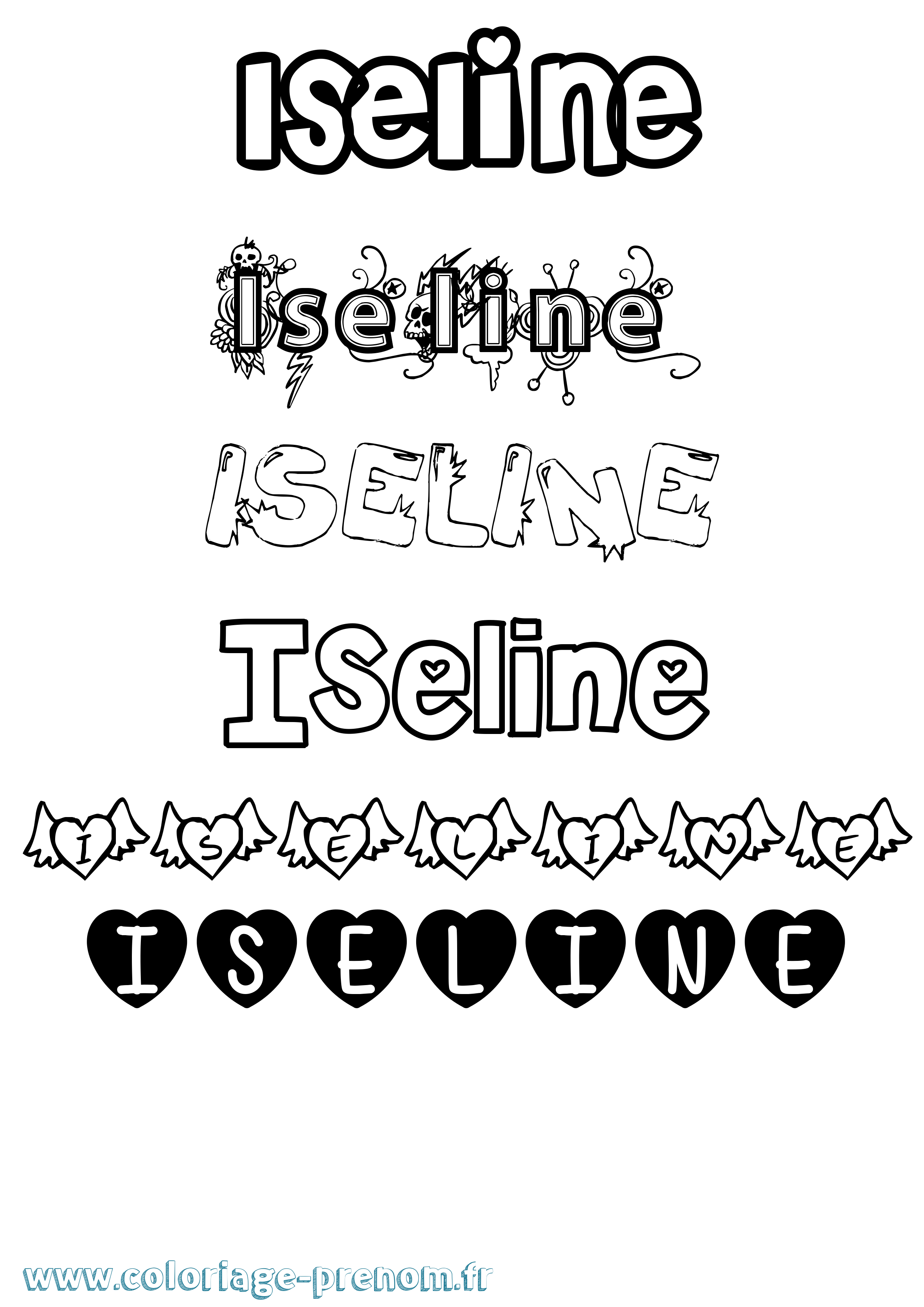 Coloriage Iseline Girly Coloriage prénom Iseline Girly