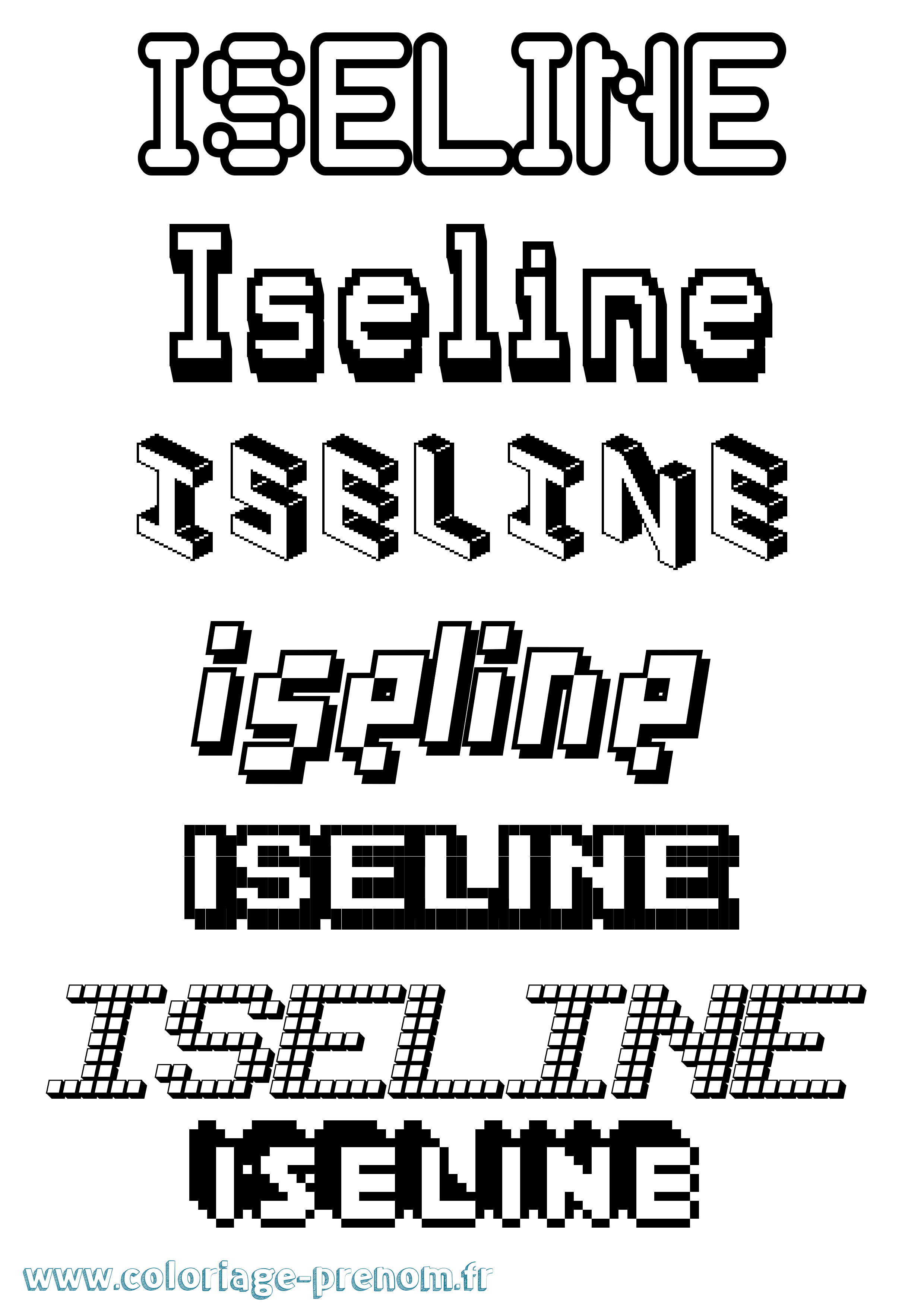 Coloriage Iseline Pixel Coloriage prénom Iseline Pixel
