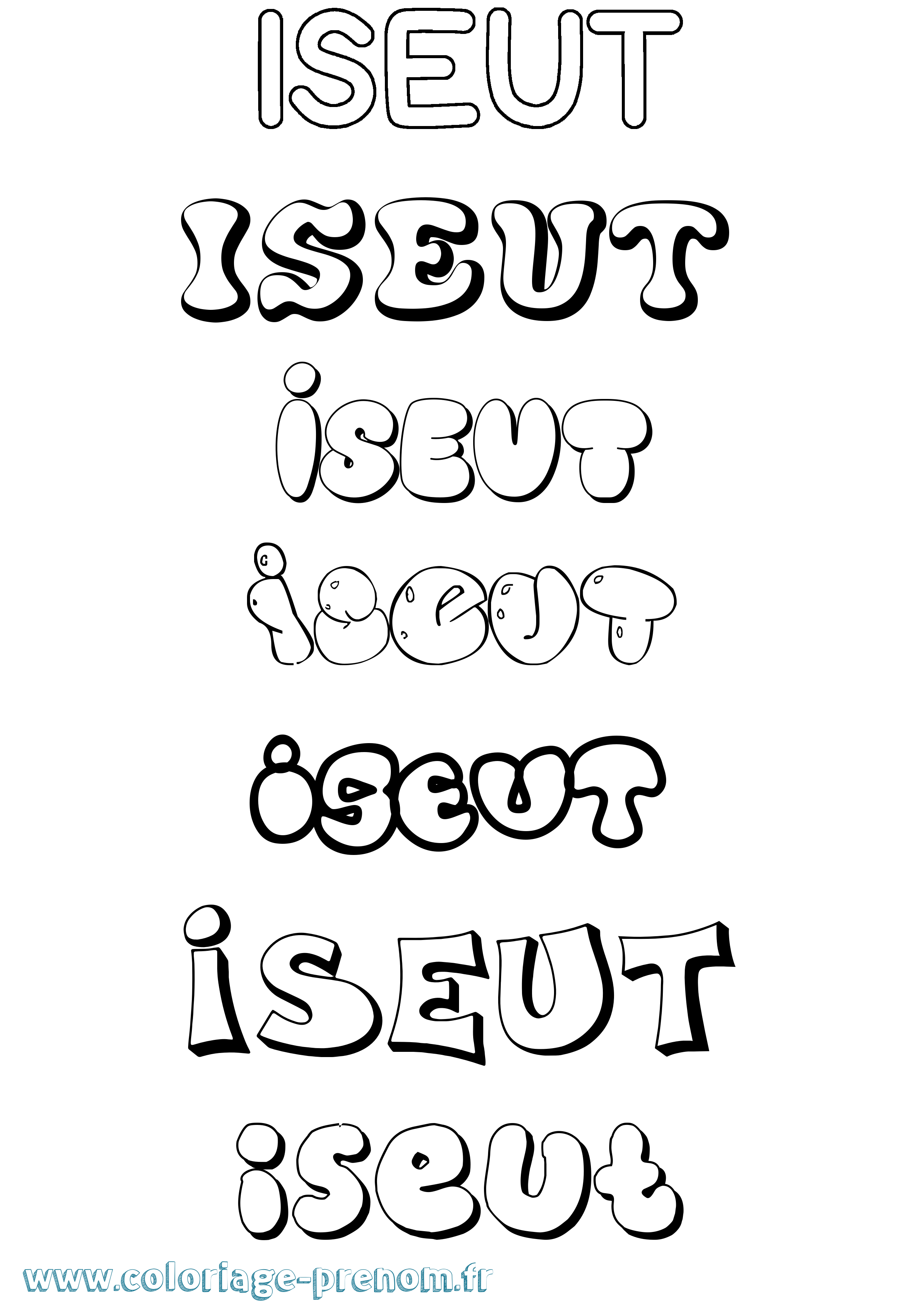 Coloriage Iseut Bubble Coloriage prénom Iseut Bubble