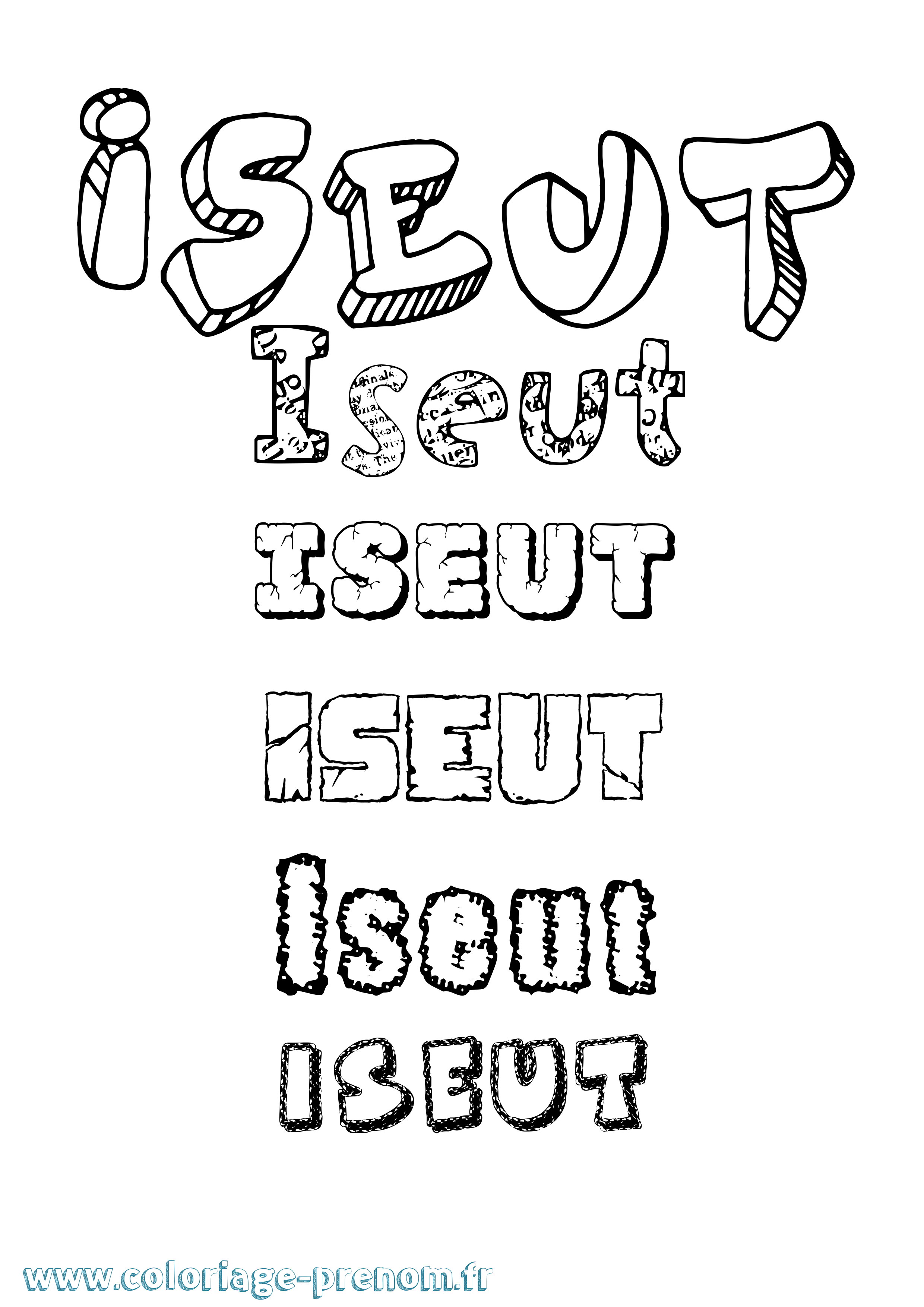 Coloriage Iseut Destructuré Coloriage prénom Iseut Destructuré