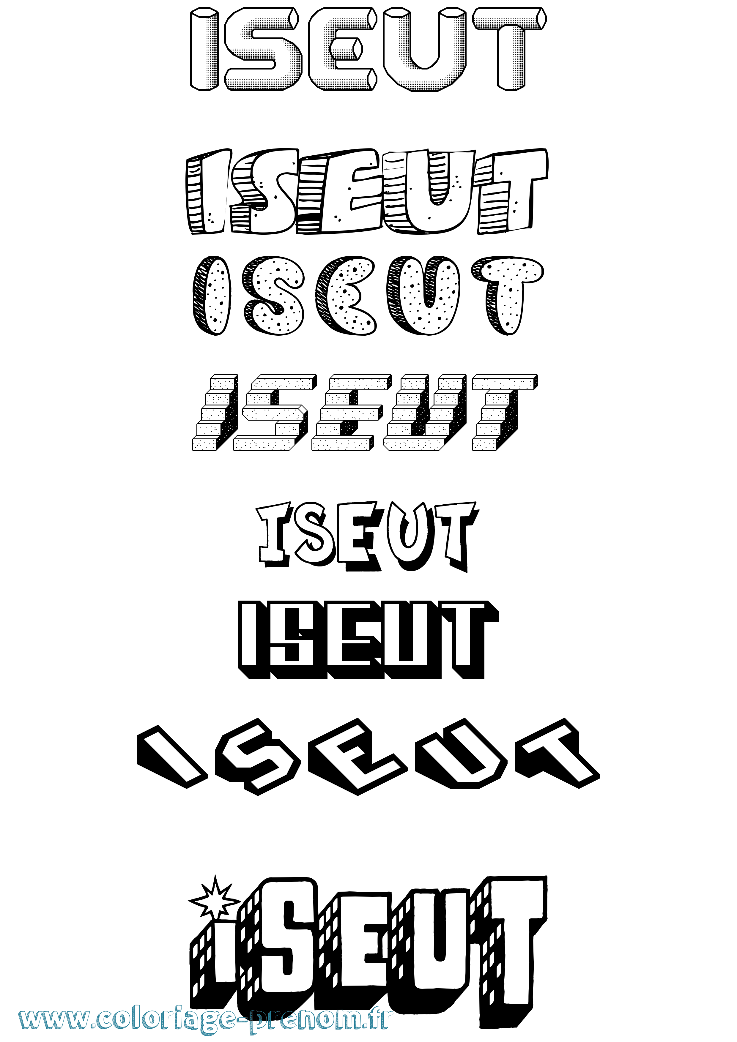 Coloriage Iseut Effet 3D Coloriage prénom Iseut Effet 3D