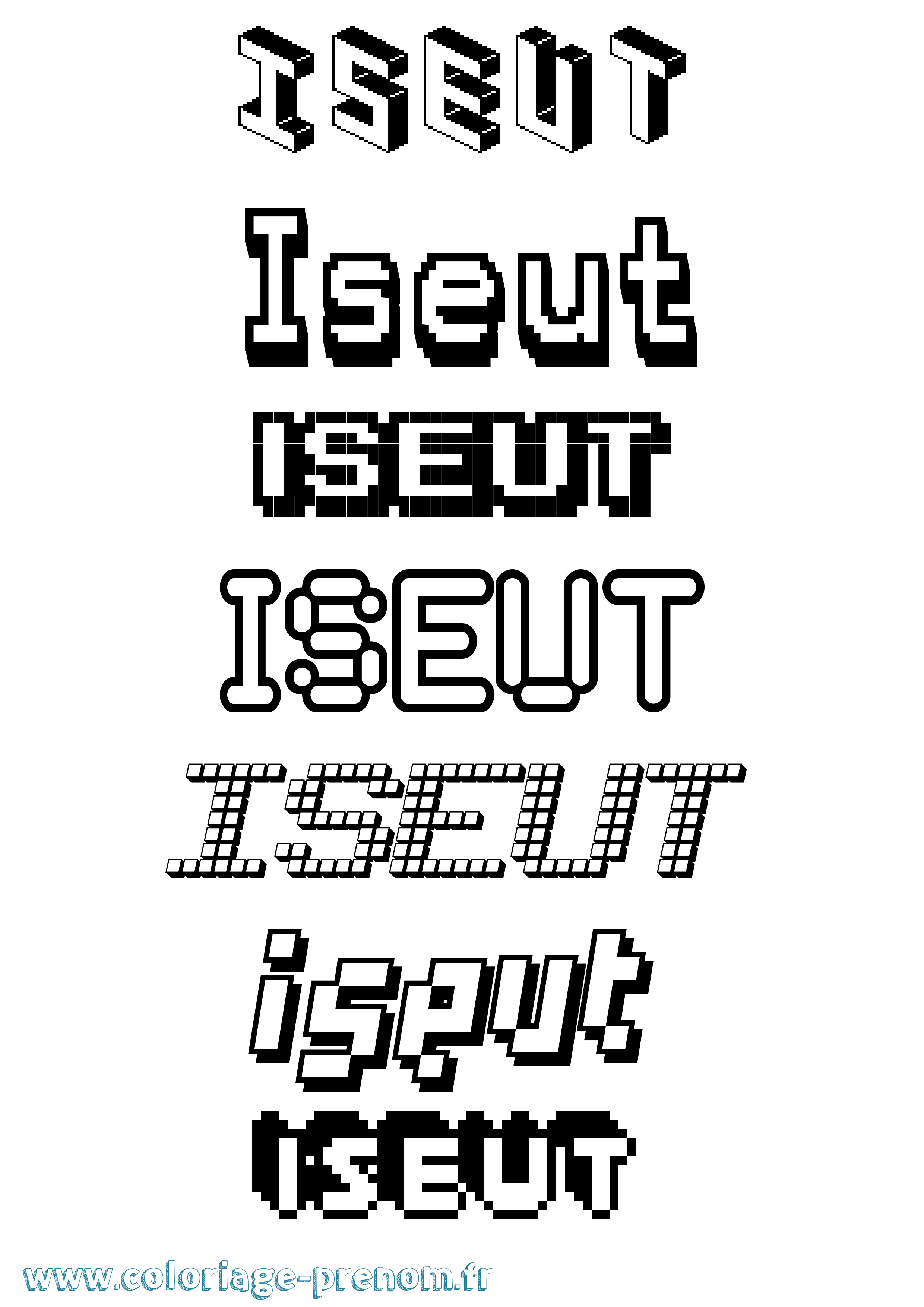 Coloriage Iseut Pixel Coloriage prénom Iseut Pixel