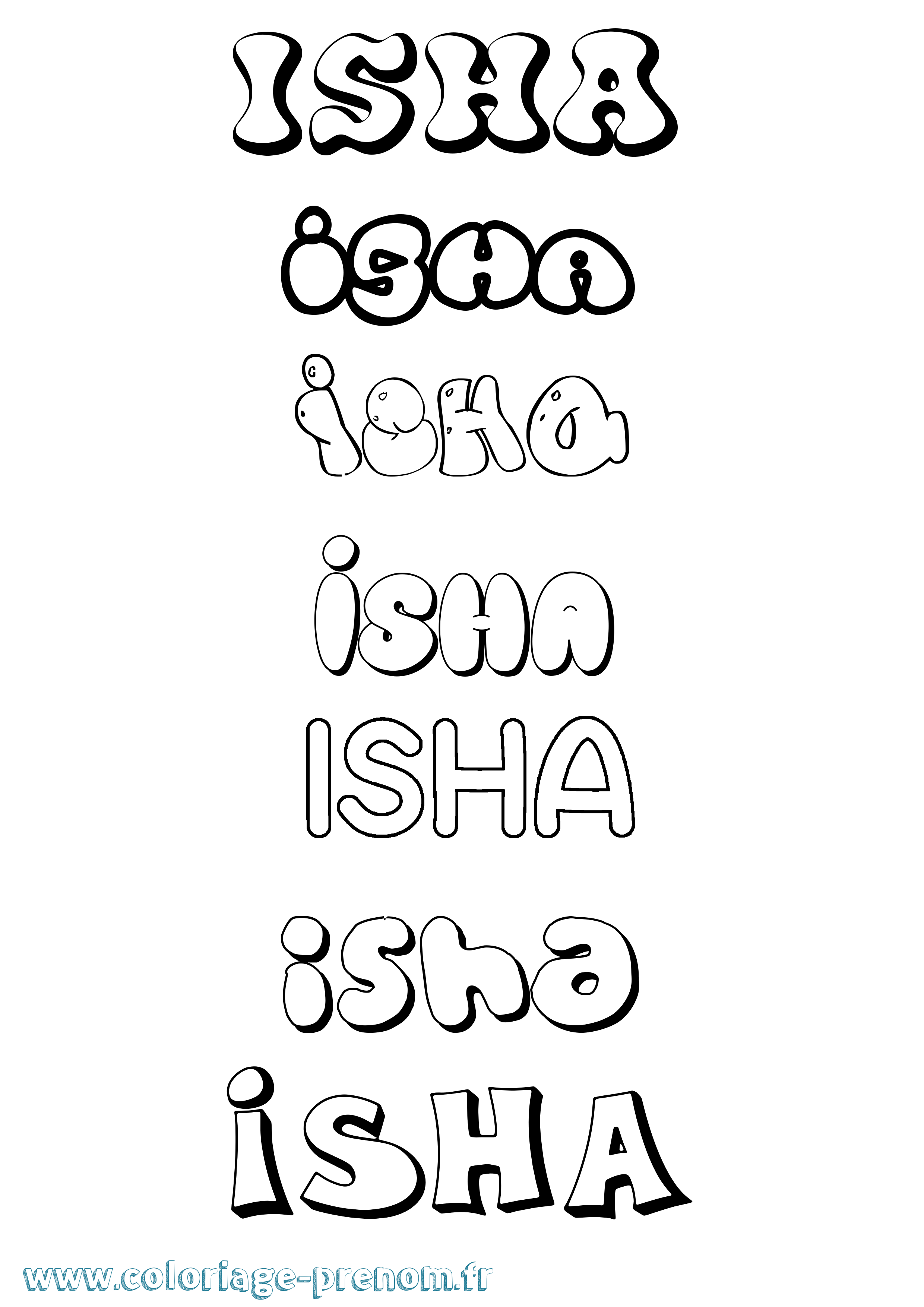 Coloriage Isha Bubble Coloriage prénom Isha Bubble