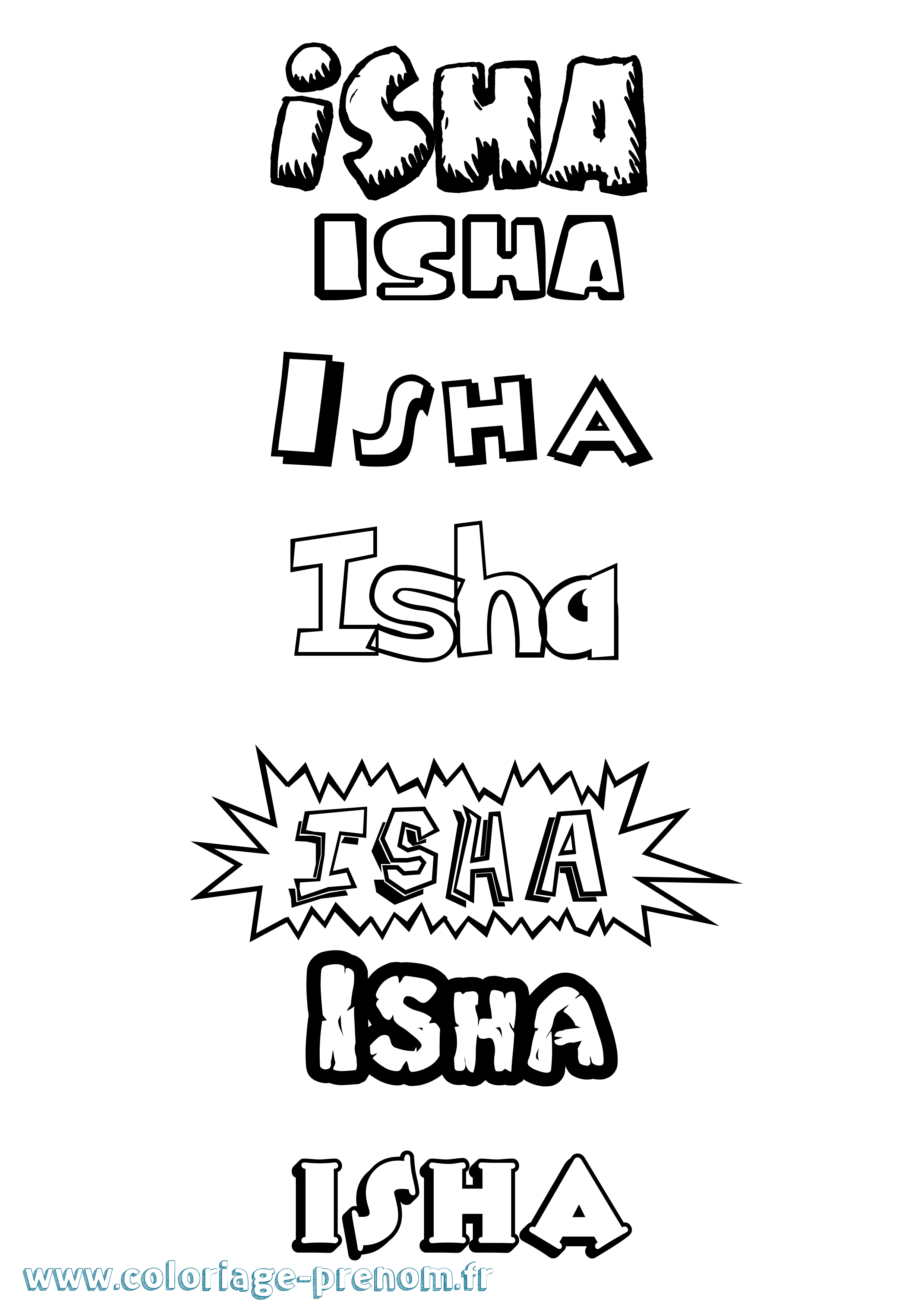 Coloriage Isha Dessin Animé Coloriage prénom Isha Dessin Animé