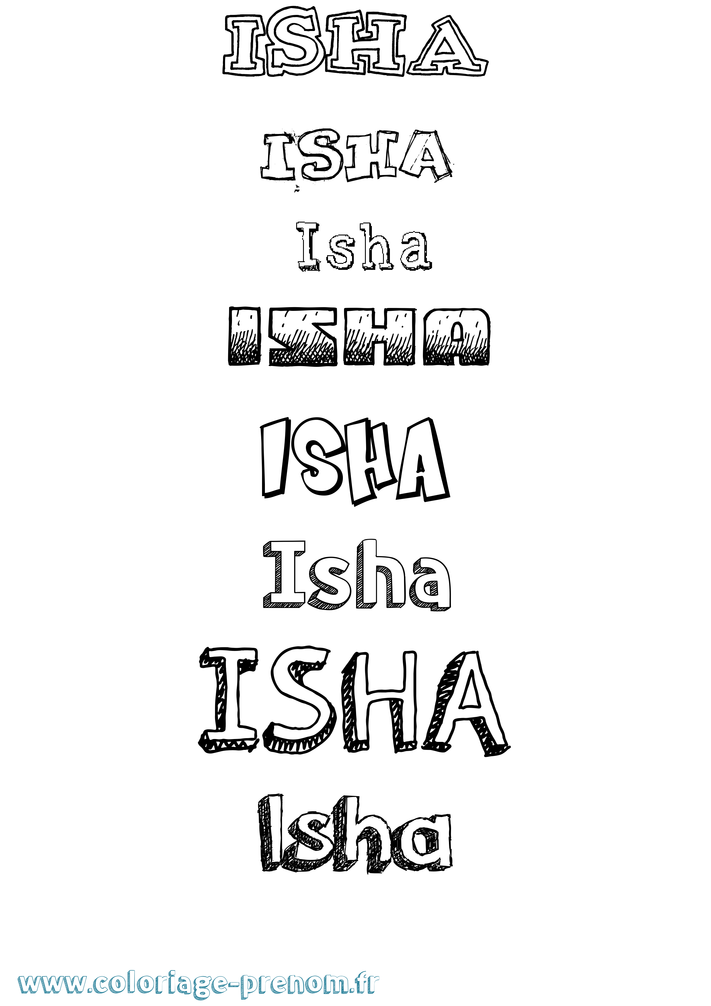 Coloriage Isha Dessiné Coloriage prénom Isha Dessiné