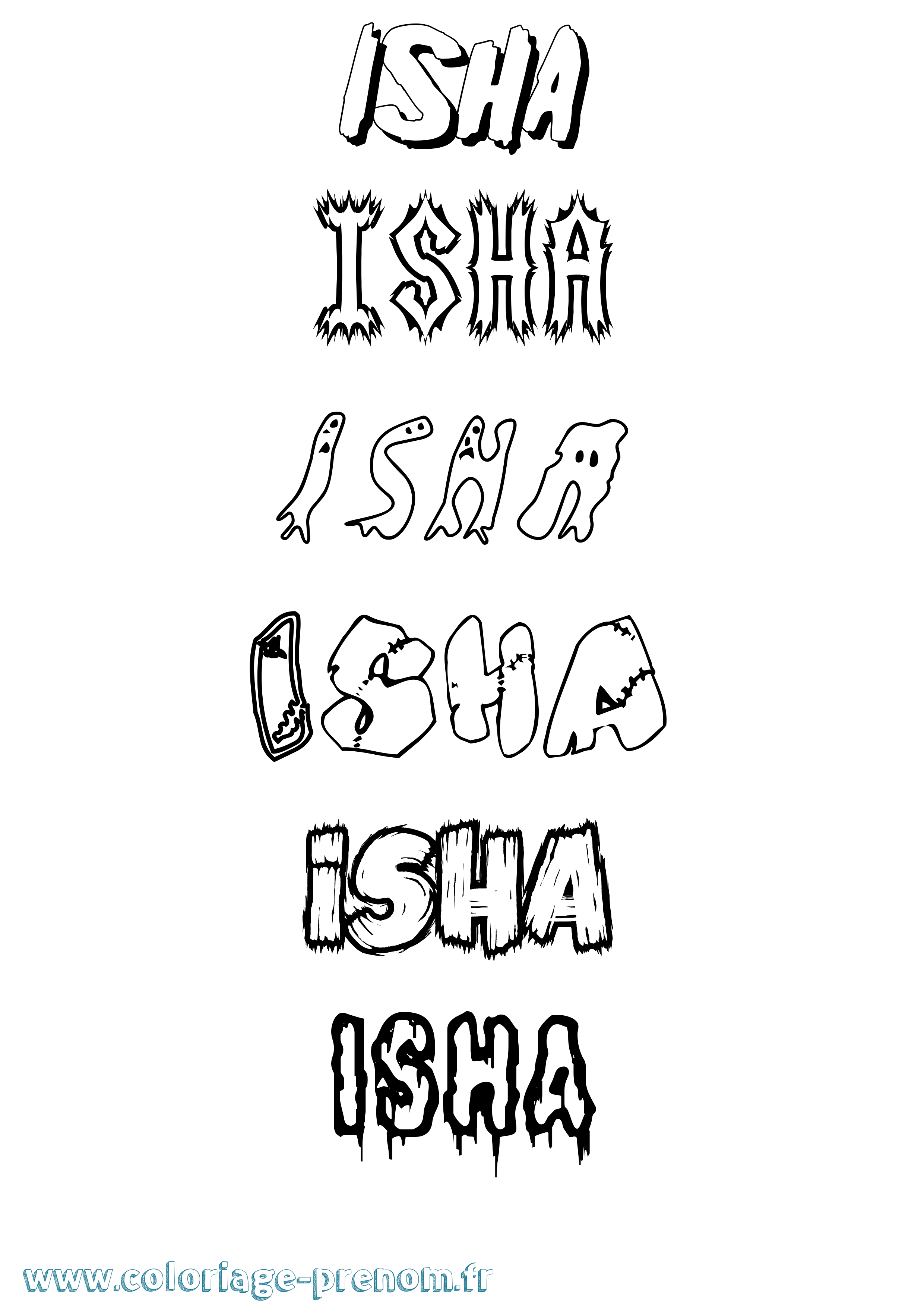 Coloriage Isha Frisson Coloriage prénom Isha Frisson