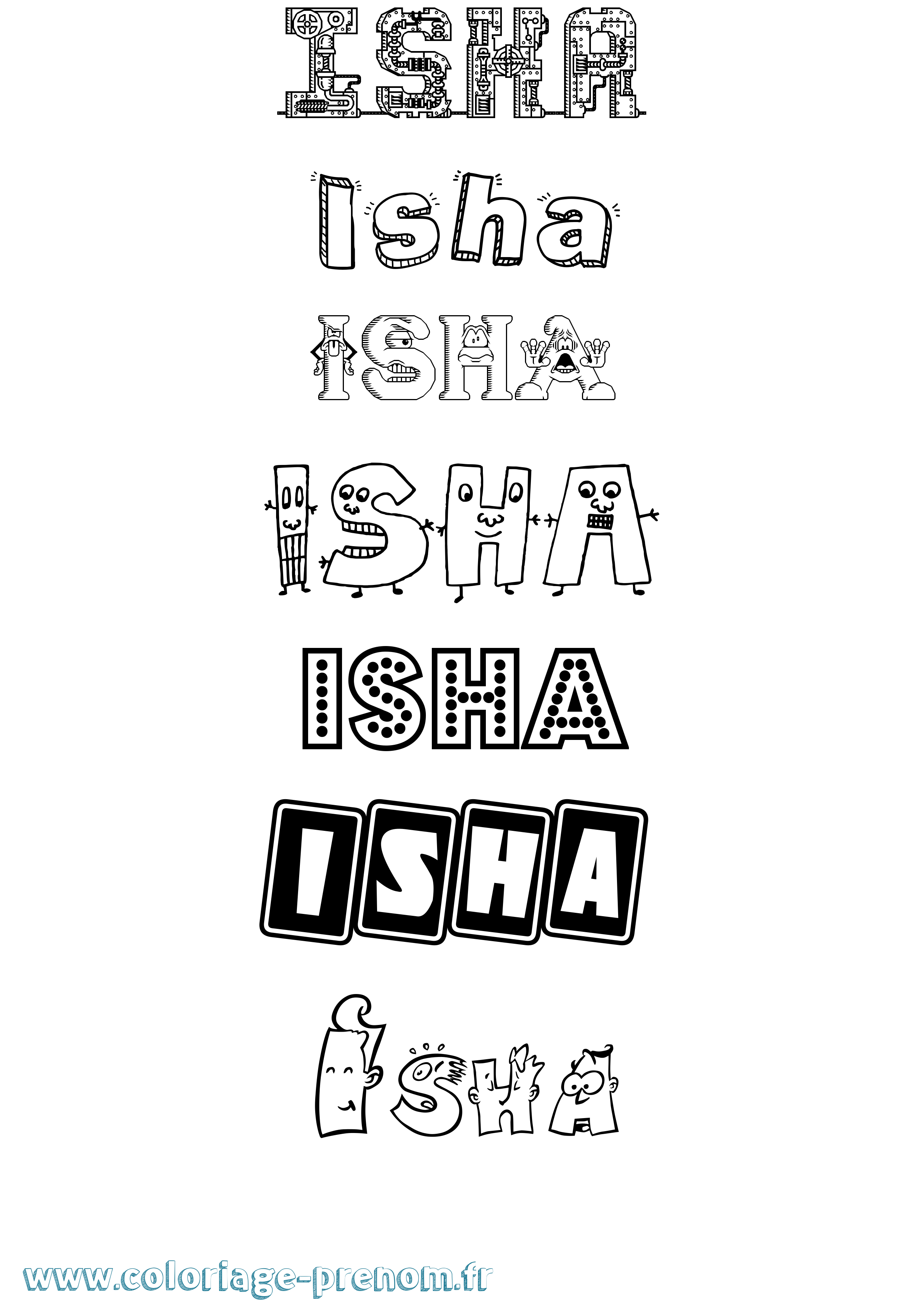 Coloriage Isha Fun Coloriage prénom Isha Fun