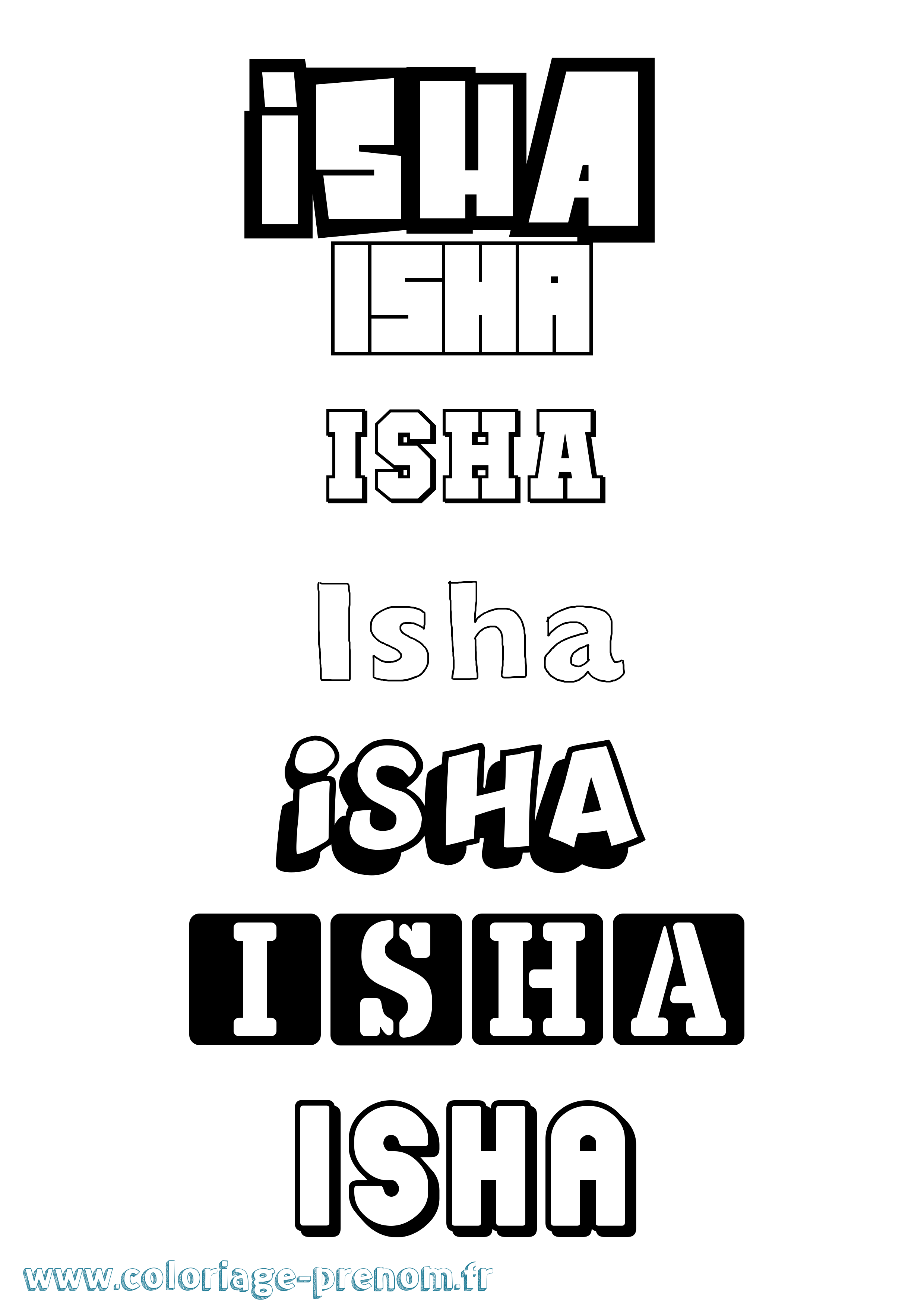 Coloriage Isha Simple Coloriage prénom Isha Simple