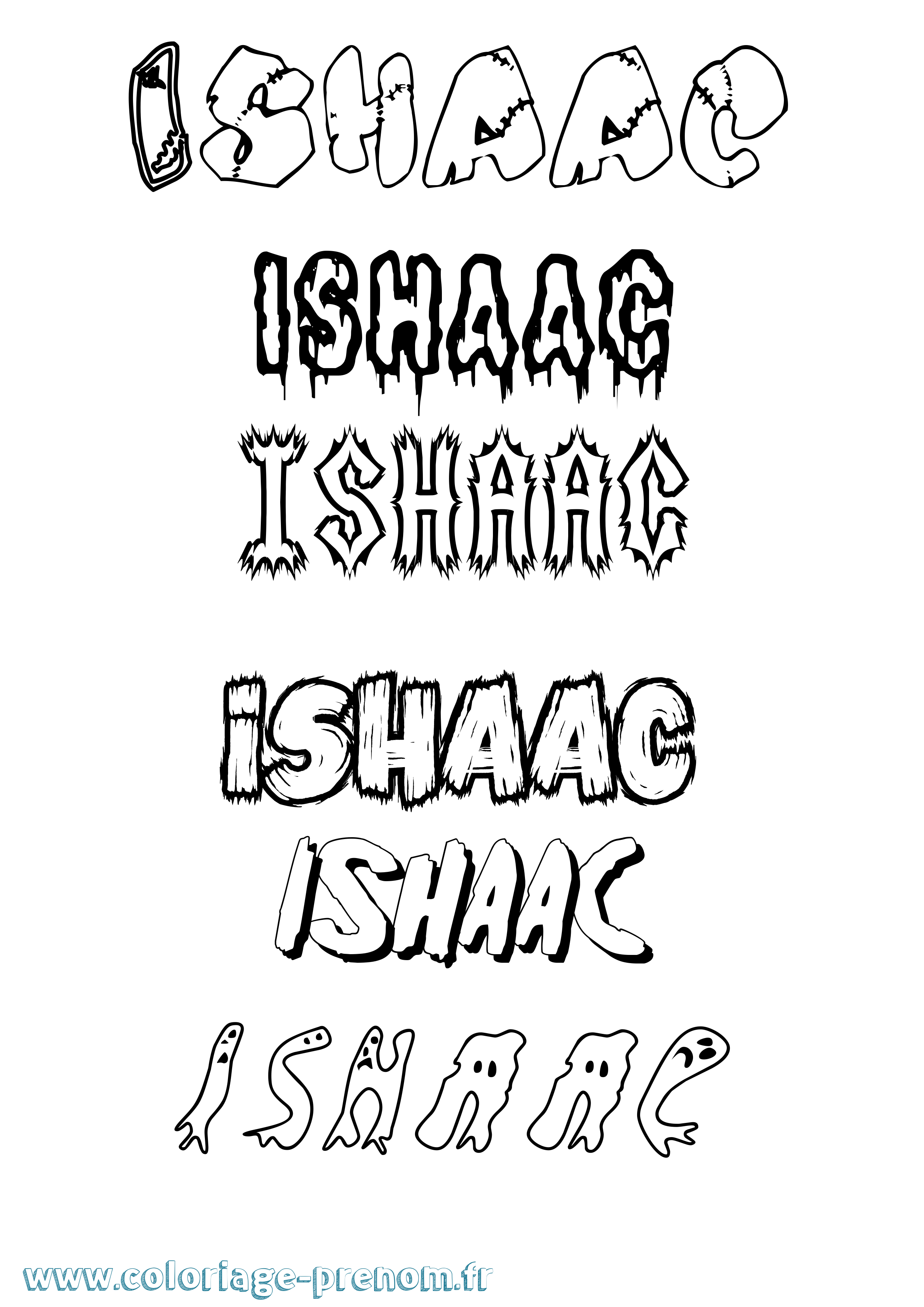 Coloriage Ishaac Frisson Coloriage prénom Ishaac Frisson