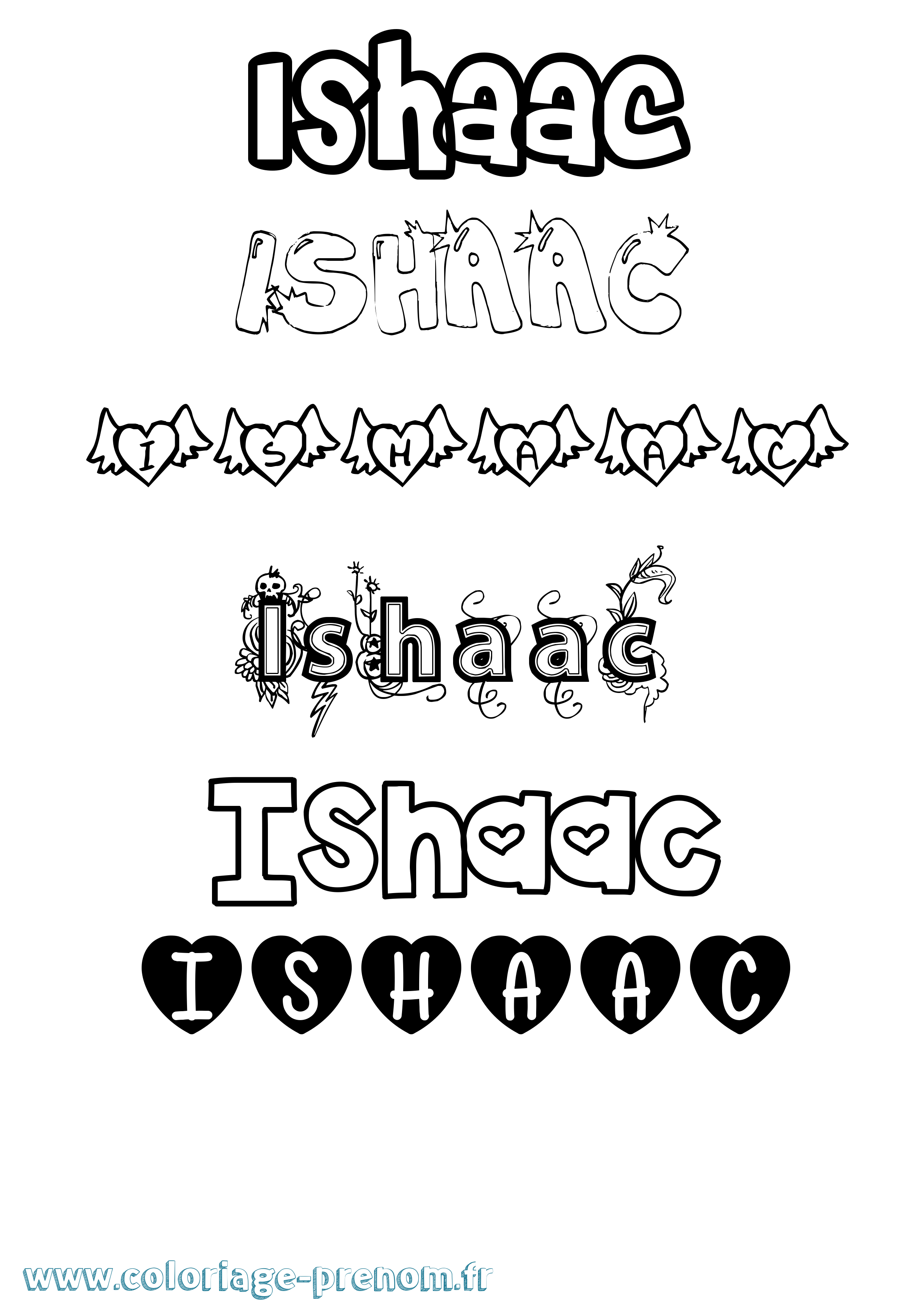 Coloriage Ishaac Girly Coloriage prénom Ishaac Girly