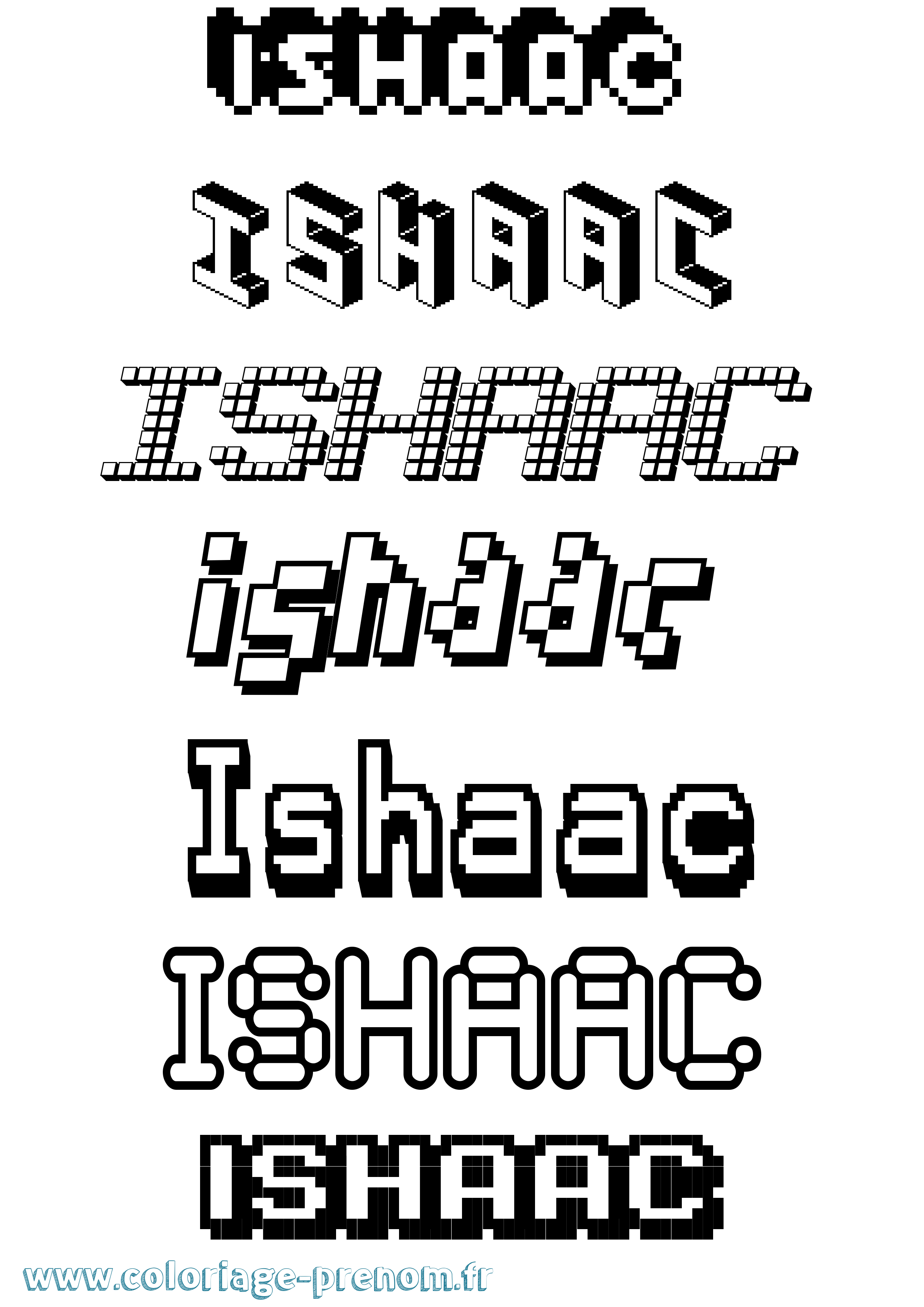 Coloriage Ishaac Pixel Coloriage prénom Ishaac Pixel