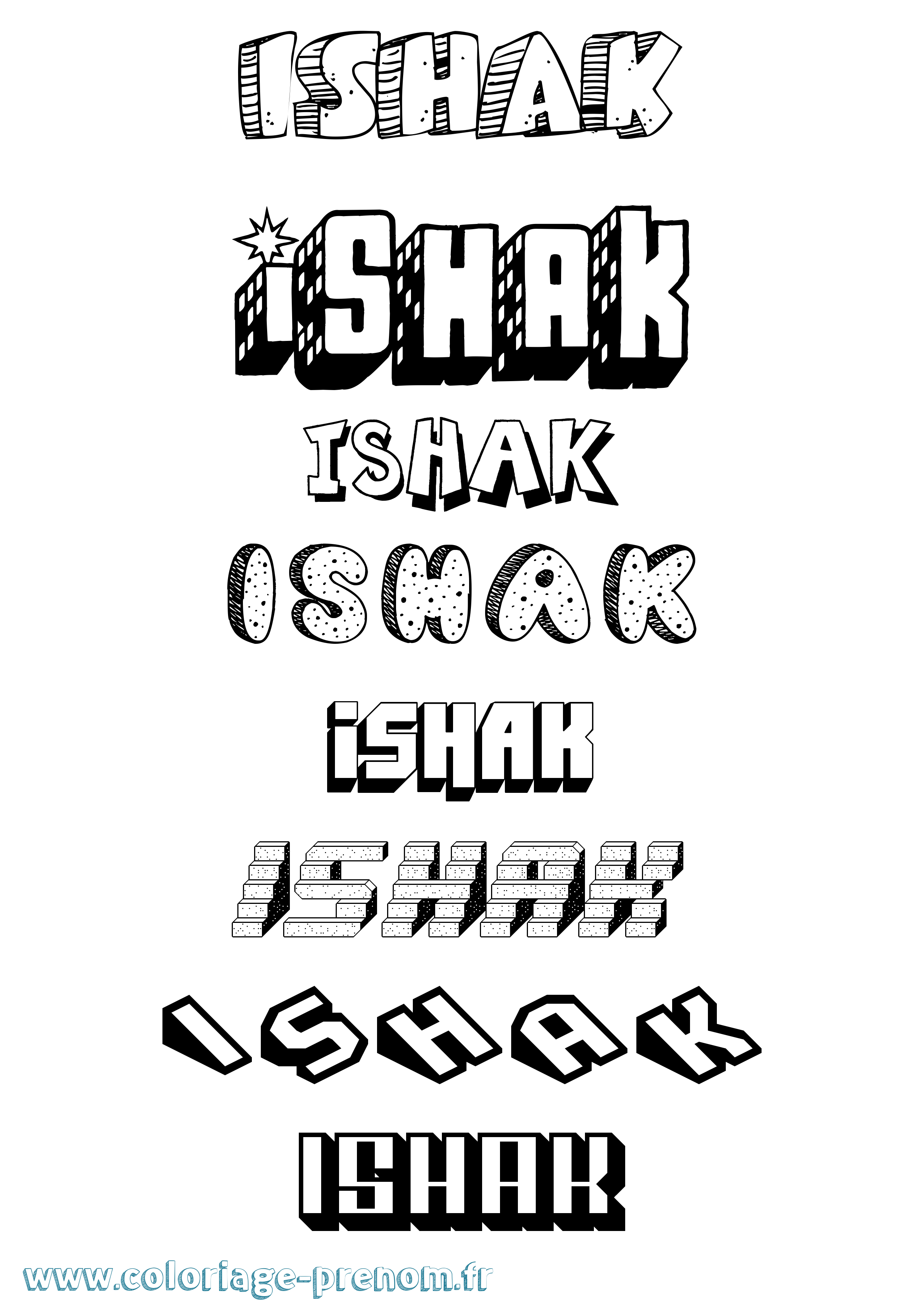 Coloriage Ishak Effet 3D Coloriage prénom Ishak Effet 3D