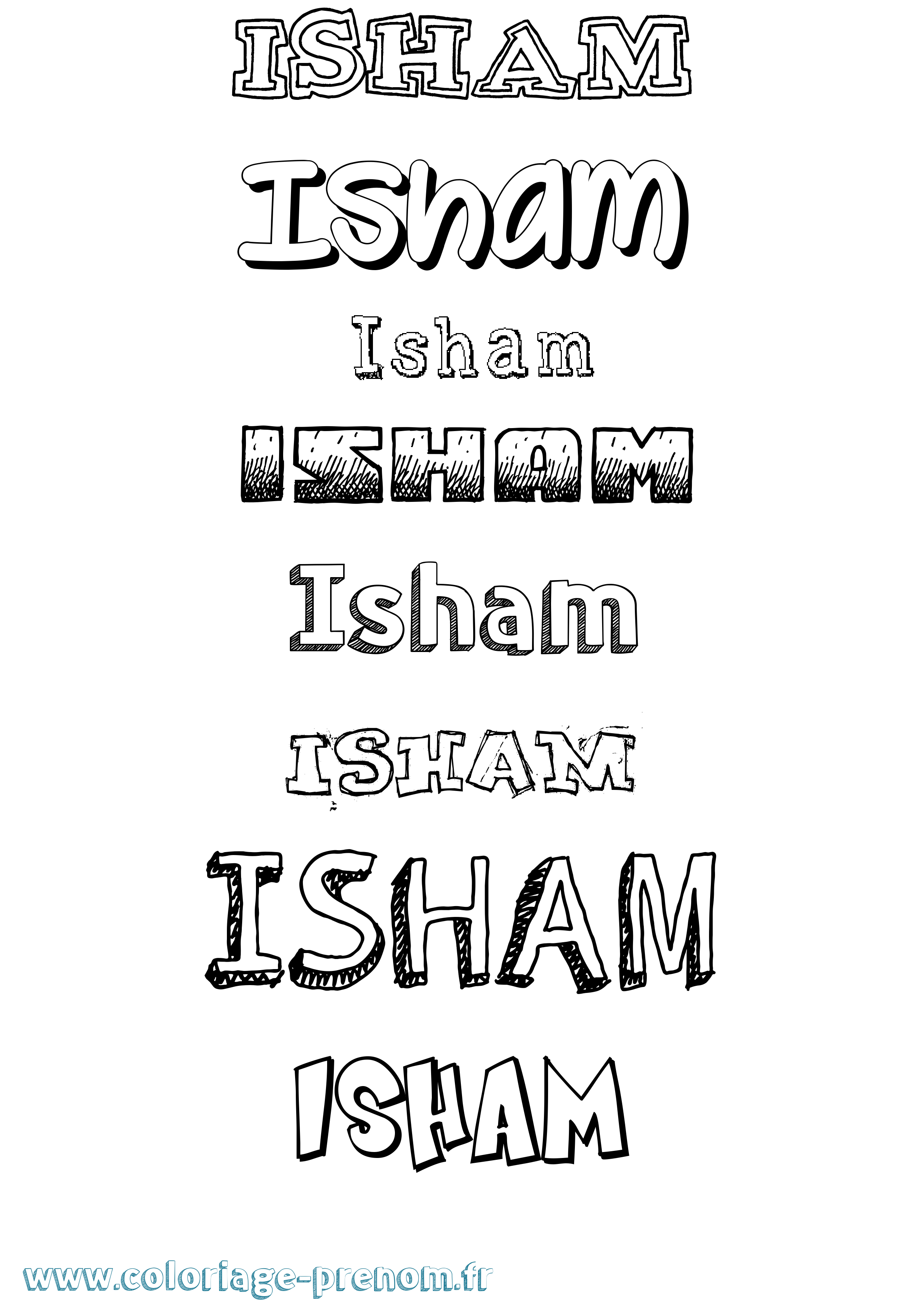 Coloriage Isham Dessiné Coloriage prénom Isham Dessiné