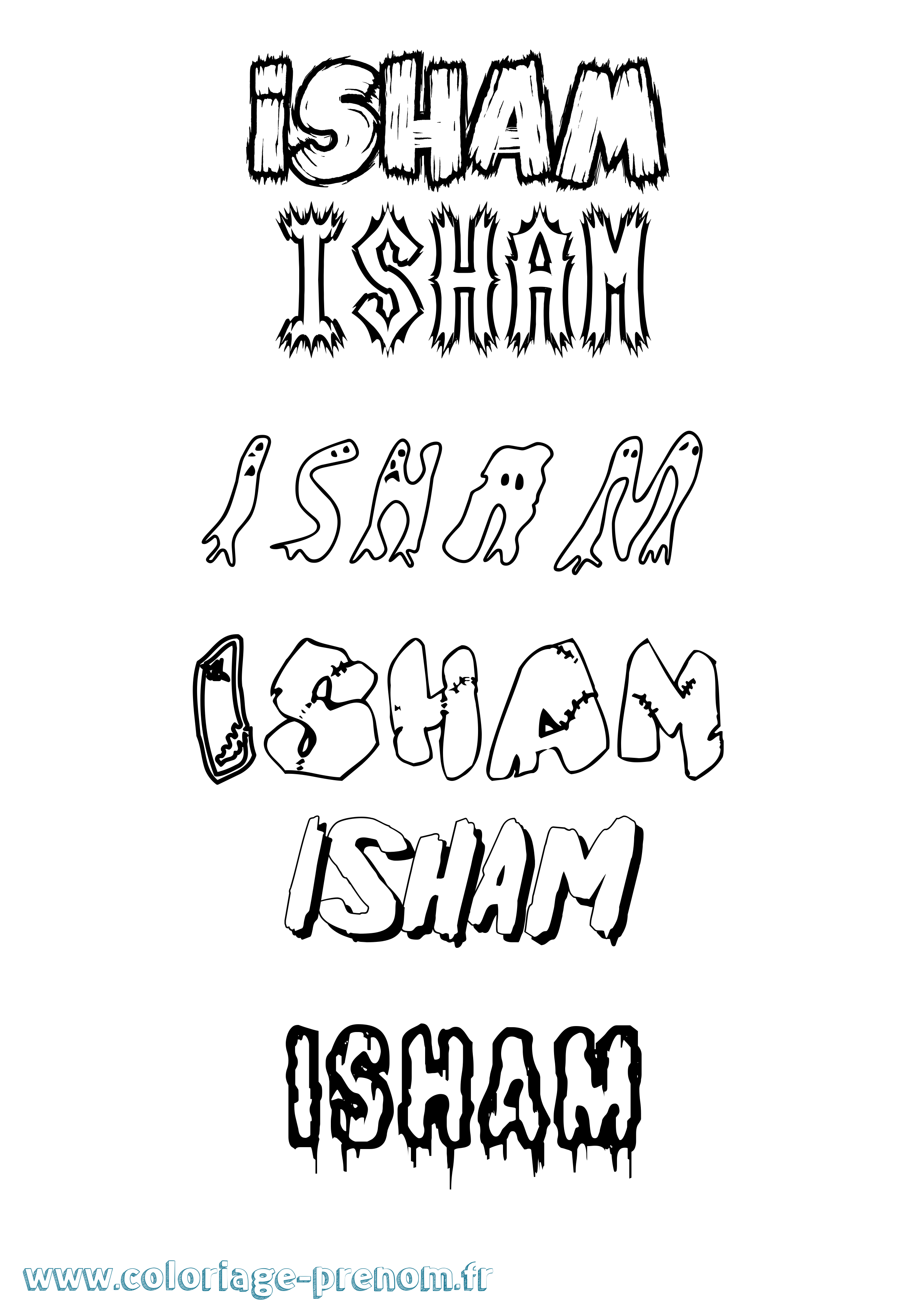 Coloriage Isham Frisson Coloriage prénom Isham Frisson