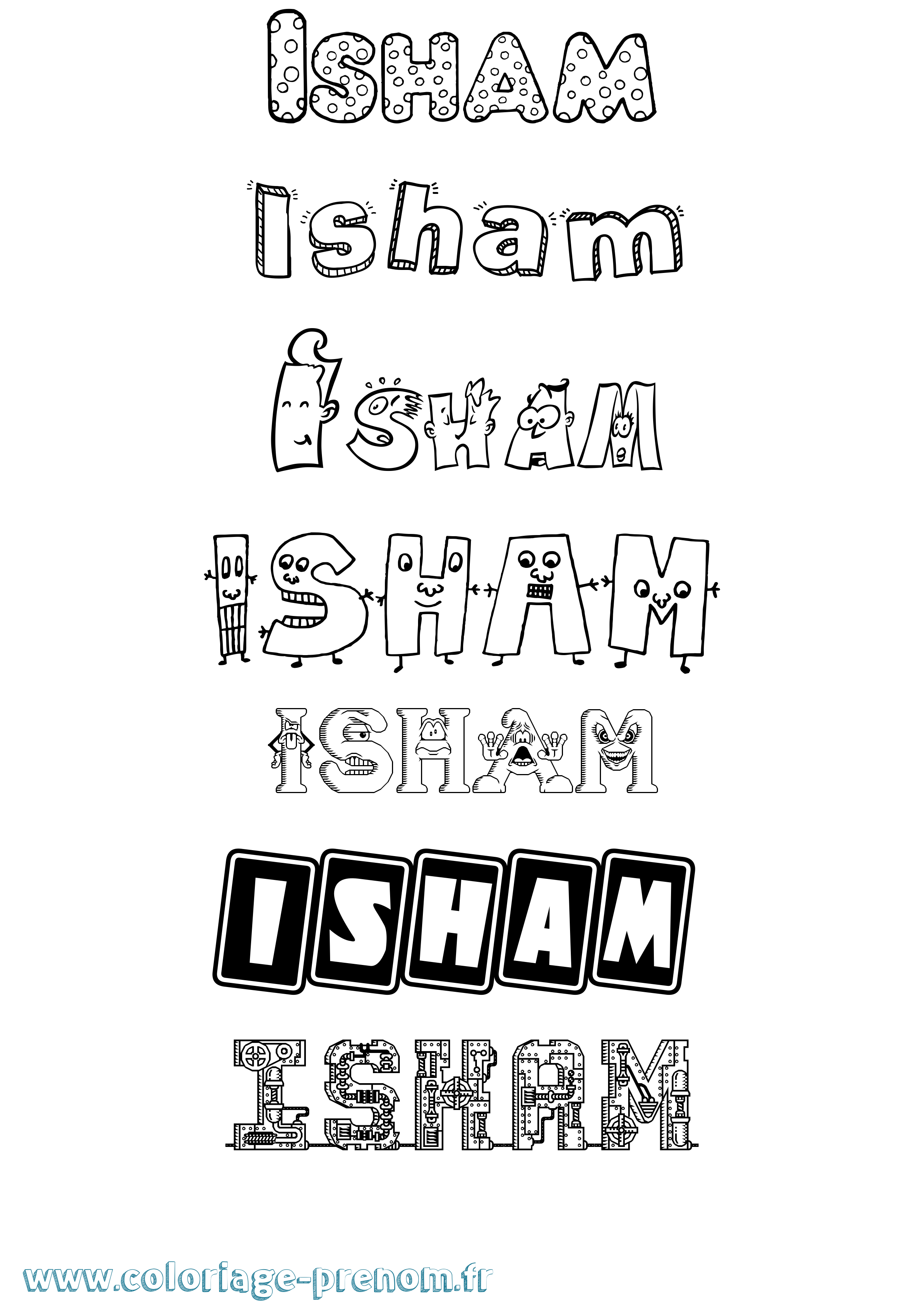 Coloriage Isham Fun Coloriage prénom Isham Fun
