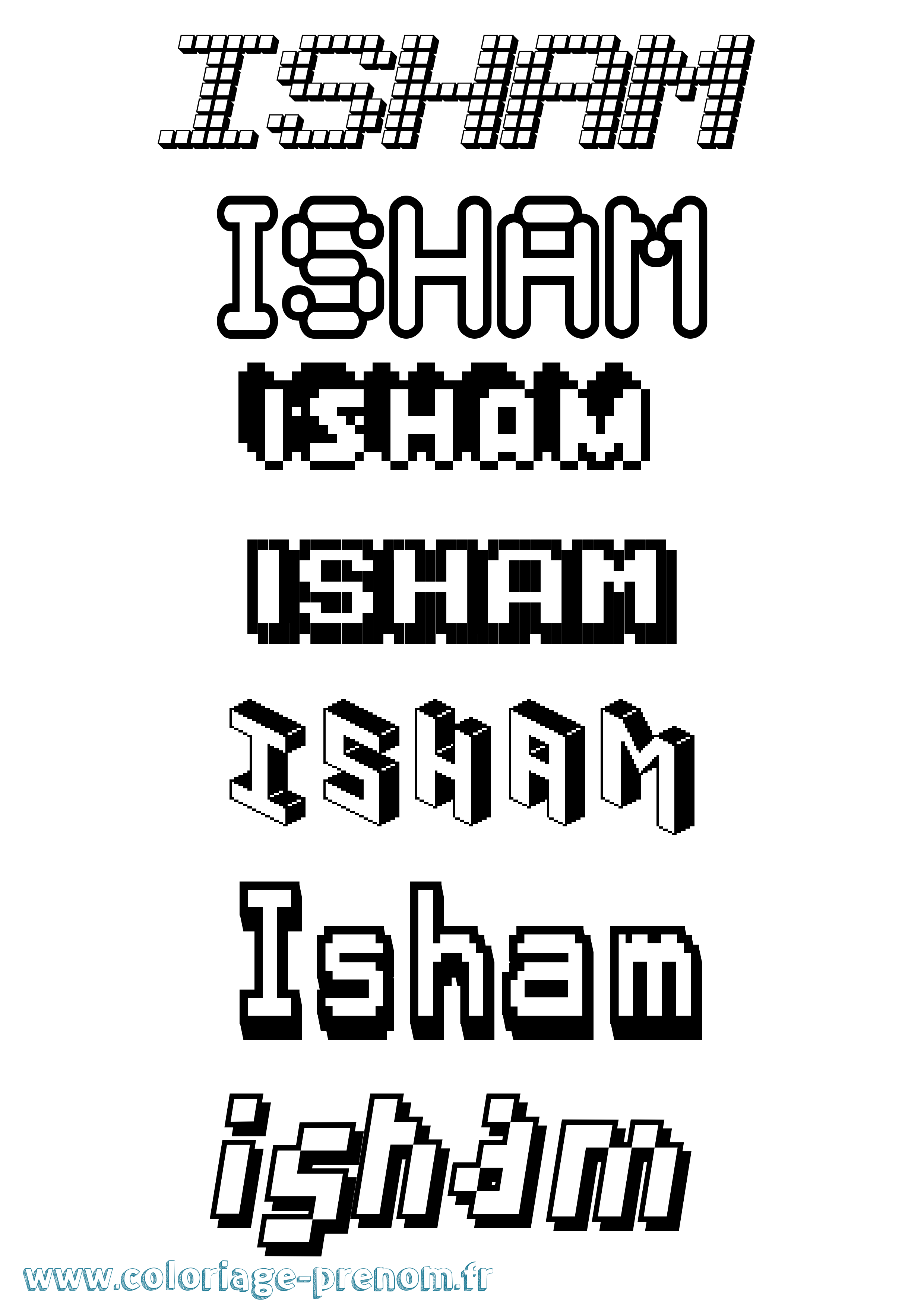 Coloriage Isham Pixel Coloriage prénom Isham Pixel