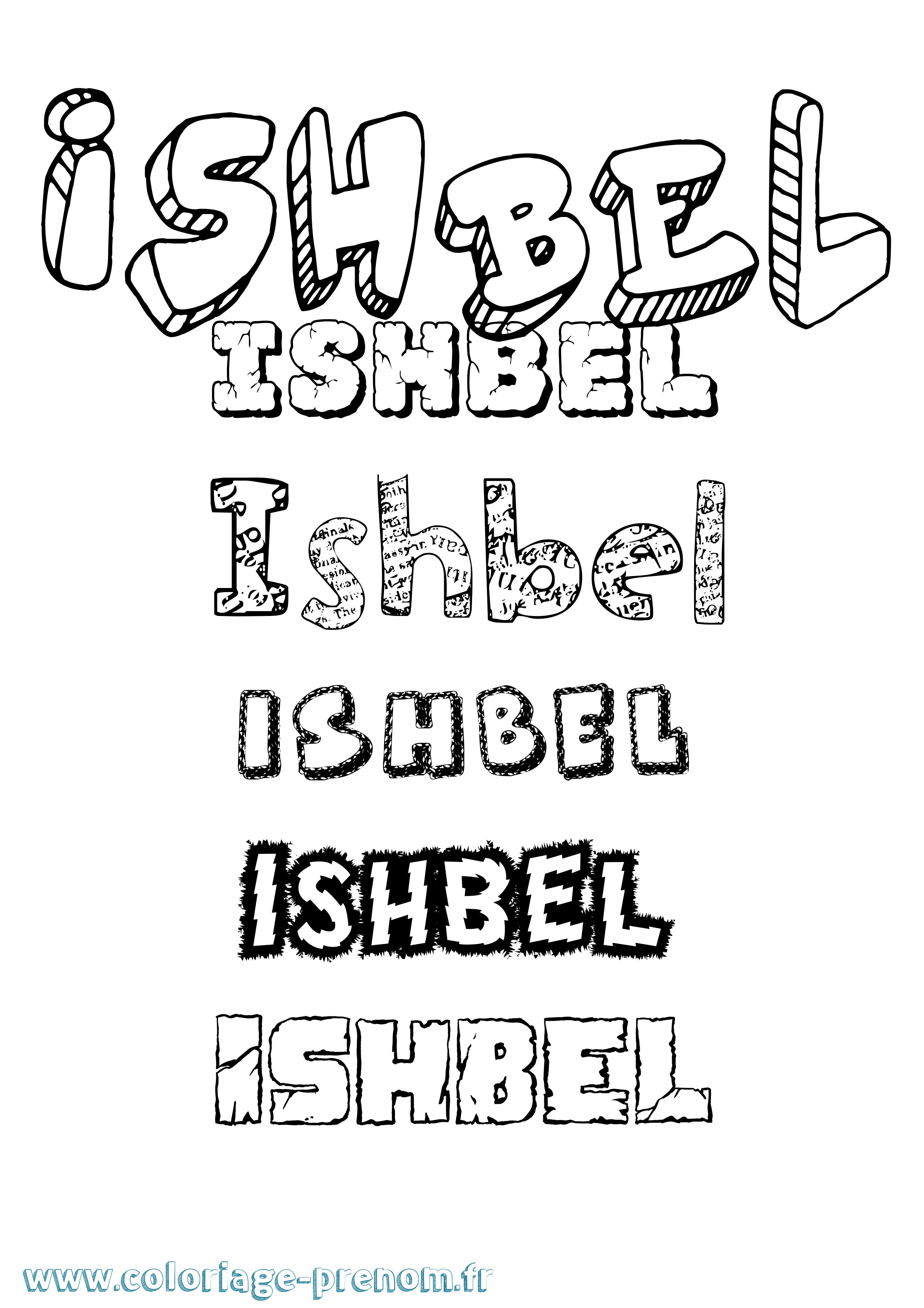 Coloriage Ishbel Destructuré Coloriage prénom Ishbel Destructuré