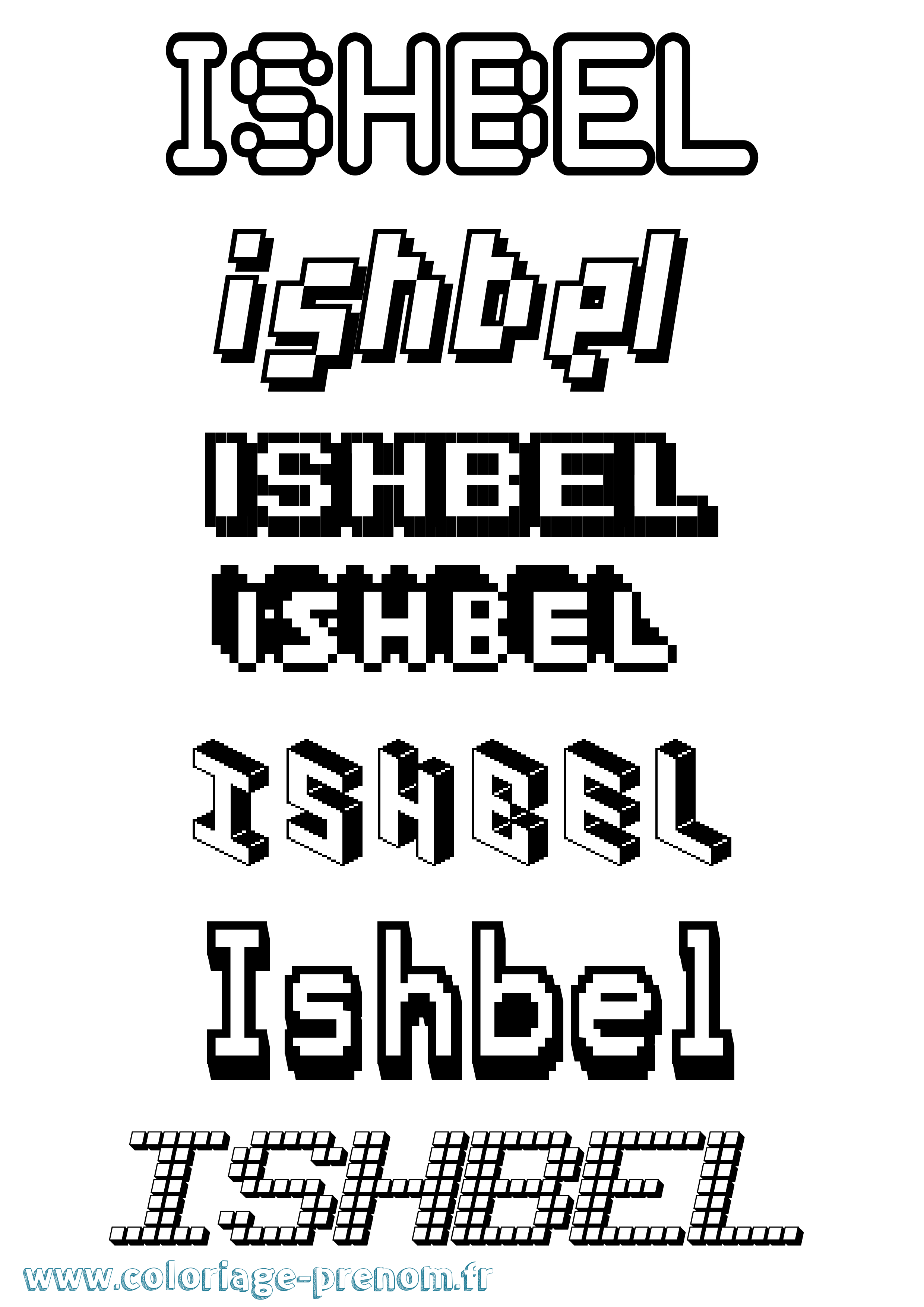 Coloriage Ishbel Pixel Coloriage prénom Ishbel Pixel