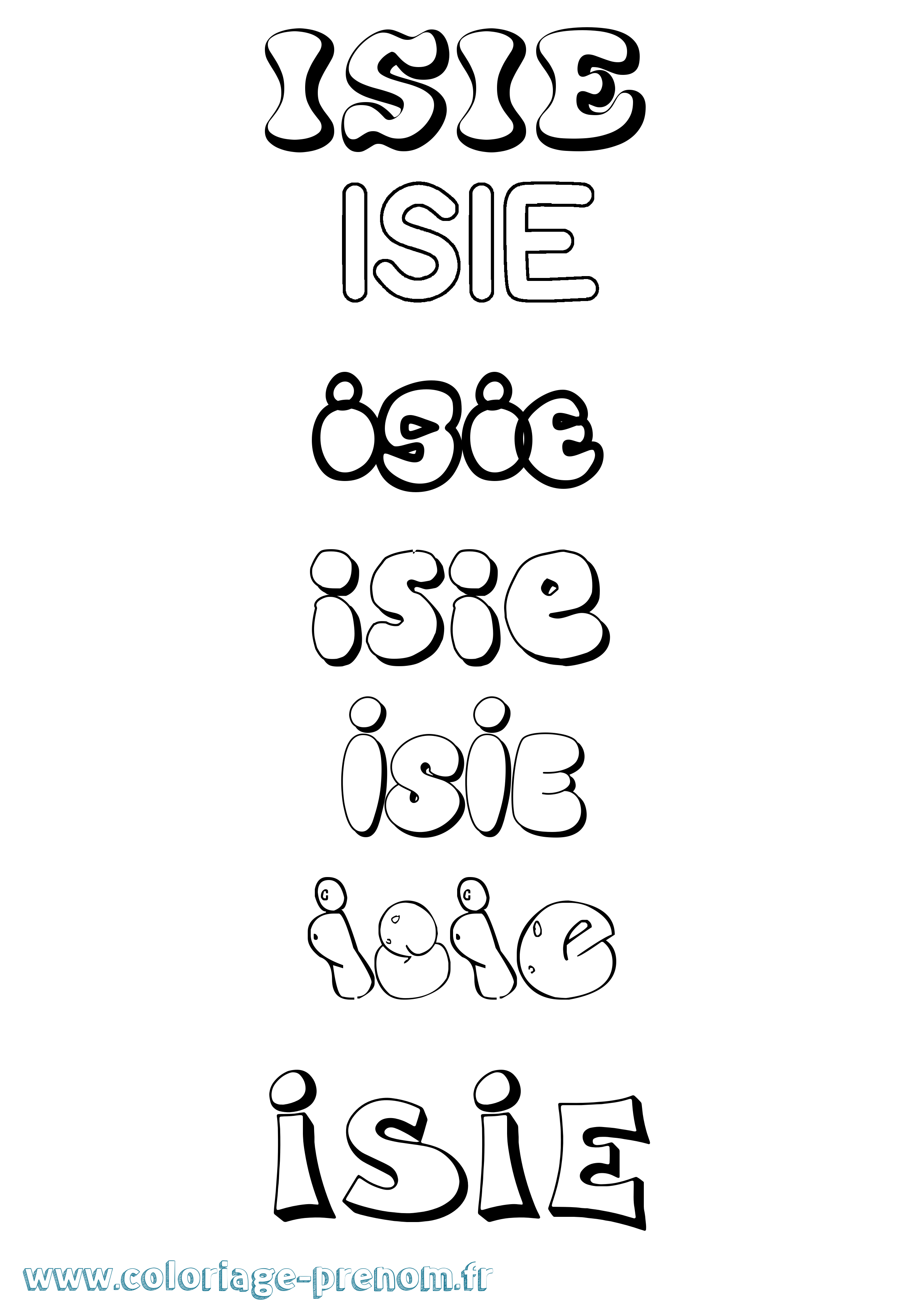 Coloriage Isie Bubble Coloriage prénom Isie Bubble