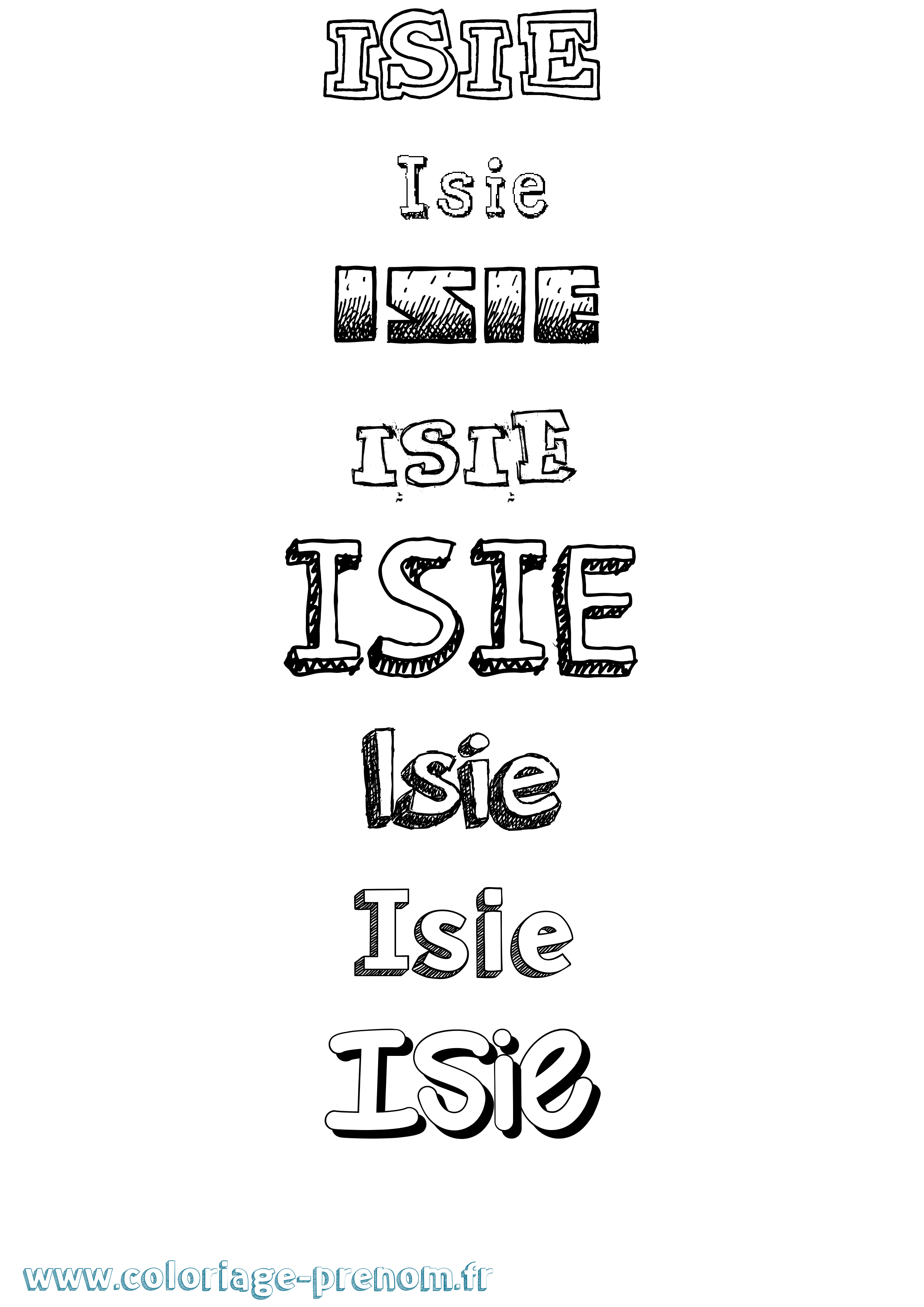 Coloriage Isie Dessiné Coloriage prénom Isie Dessiné