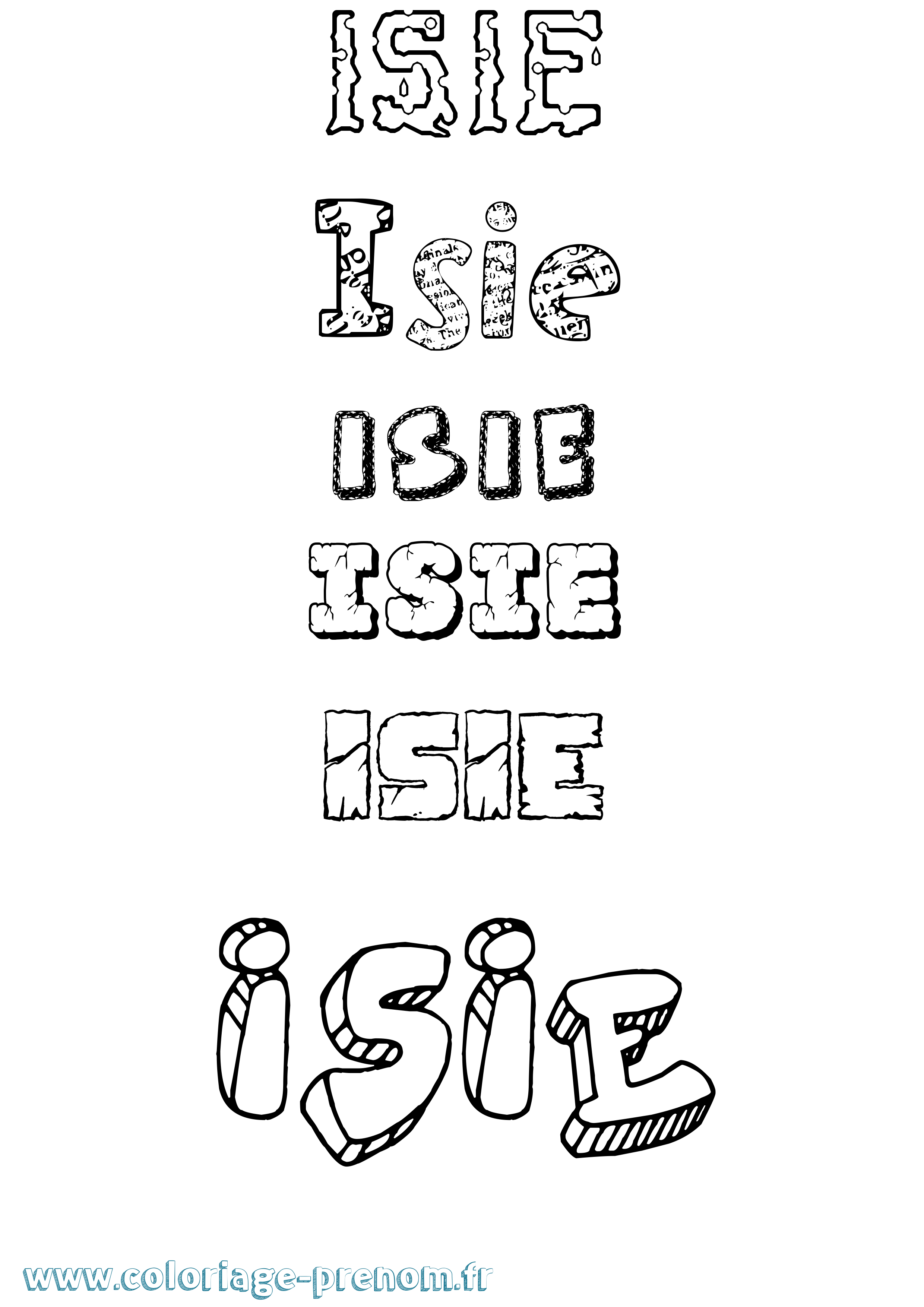 Coloriage Isie Destructuré Coloriage prénom Isie Destructuré