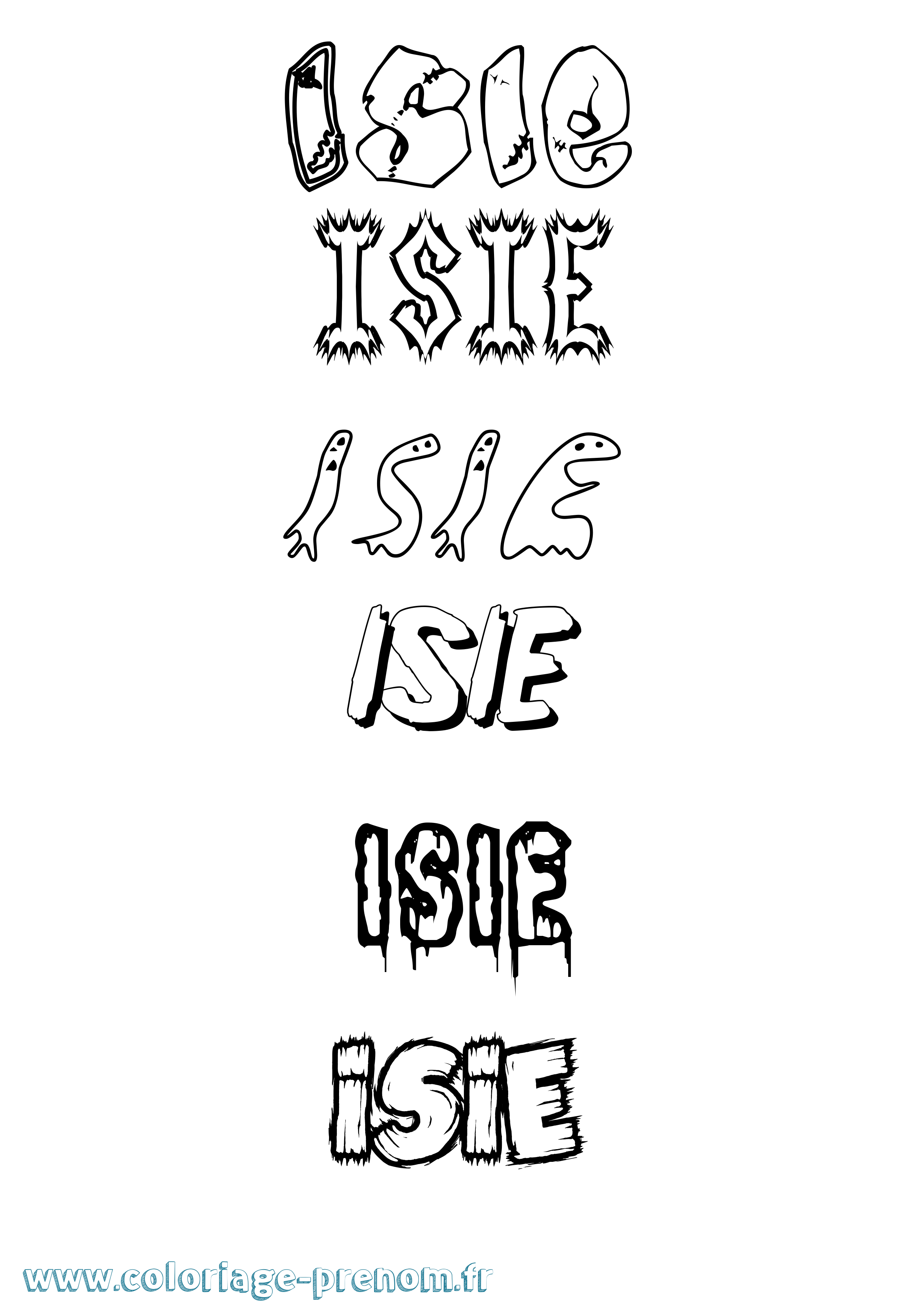Coloriage Isie Frisson Coloriage prénom Isie Frisson