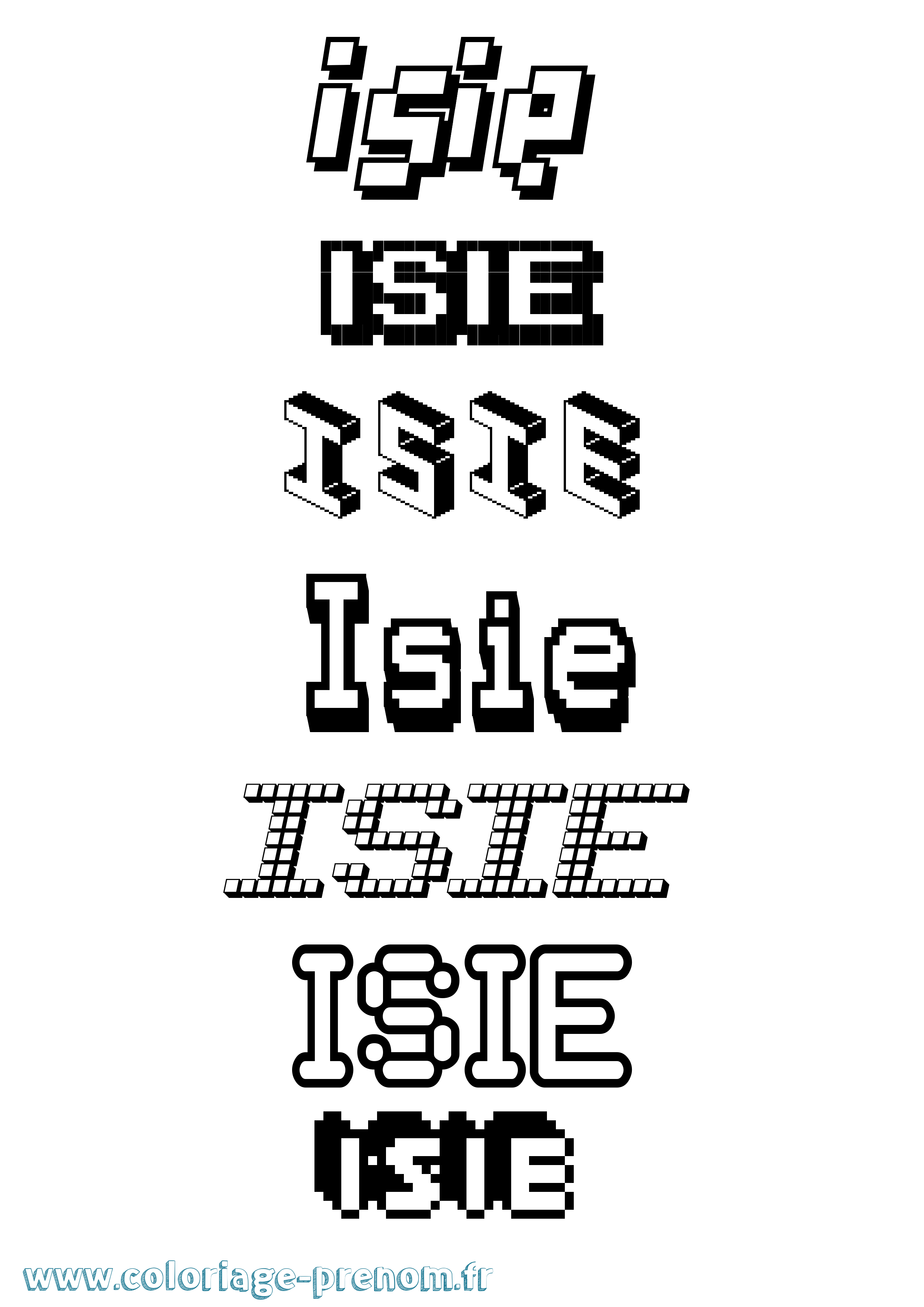 Coloriage Isie Pixel Coloriage prénom Isie Pixel