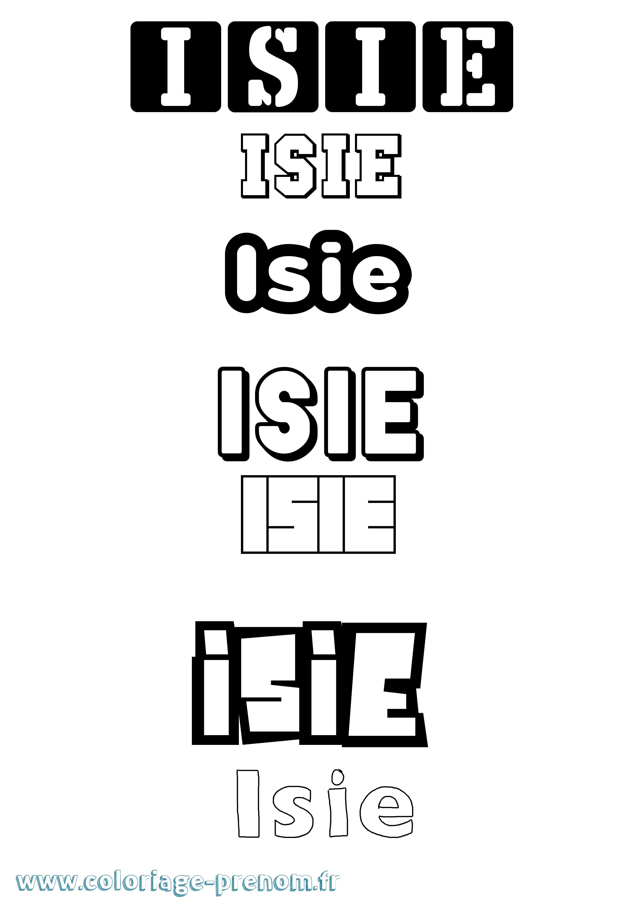 Coloriage Isie Simple Coloriage prénom Isie Simple