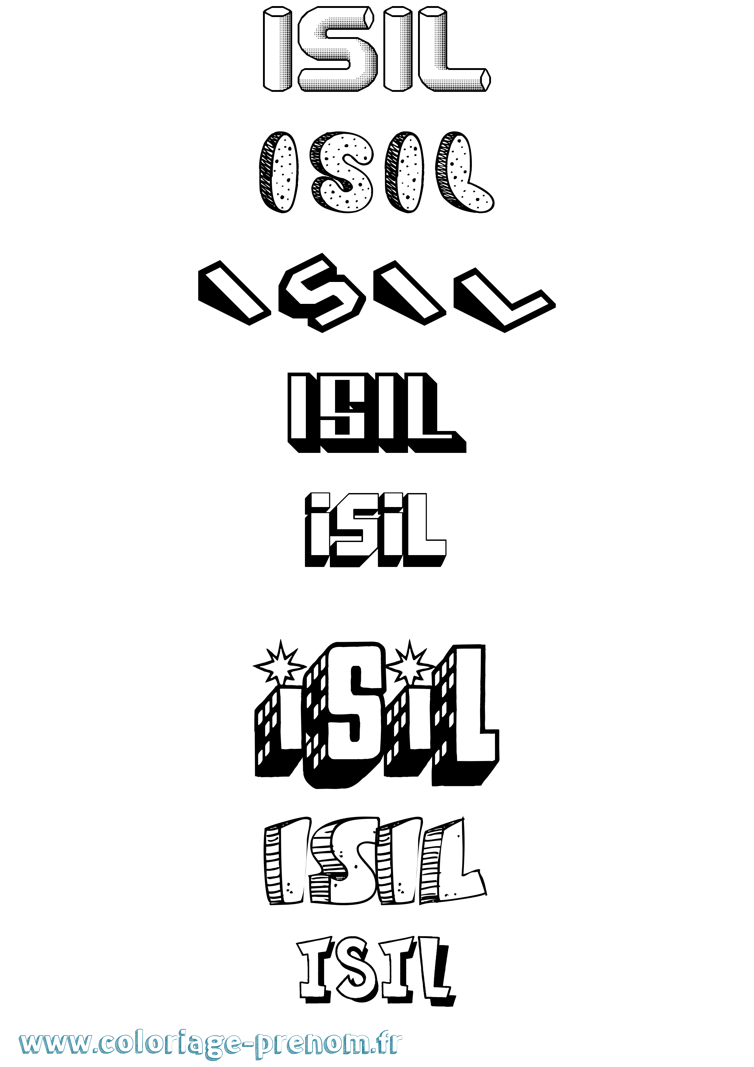Coloriage Isil Effet 3D Coloriage prénom Isil Effet 3D