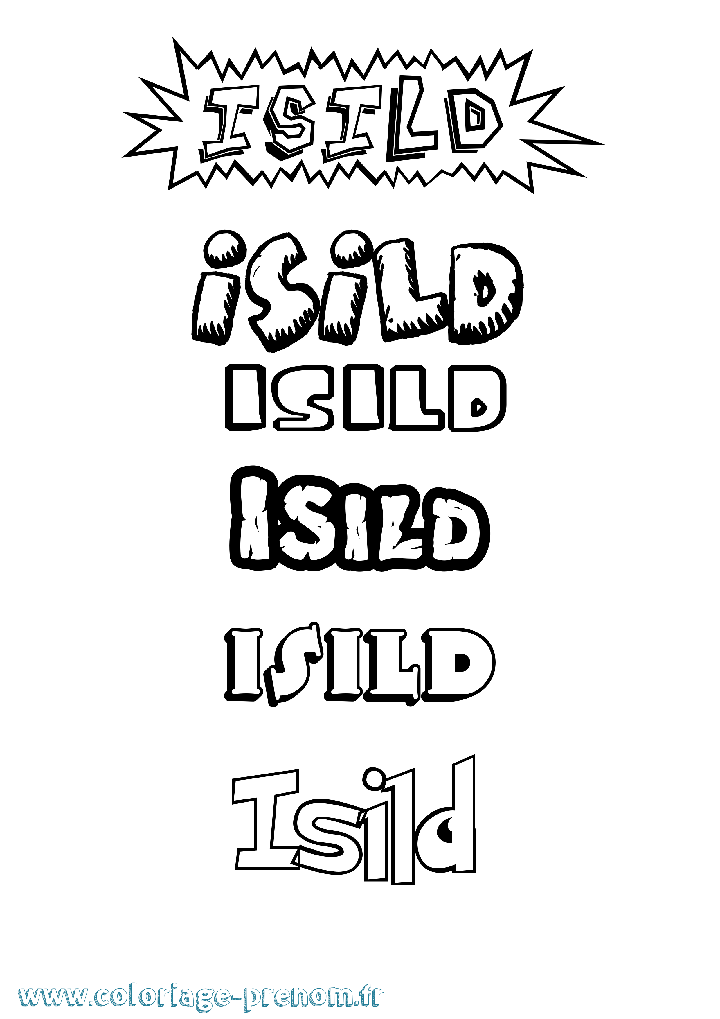 Coloriage Isild Dessin Animé Coloriage prénom Isild Dessin Animé