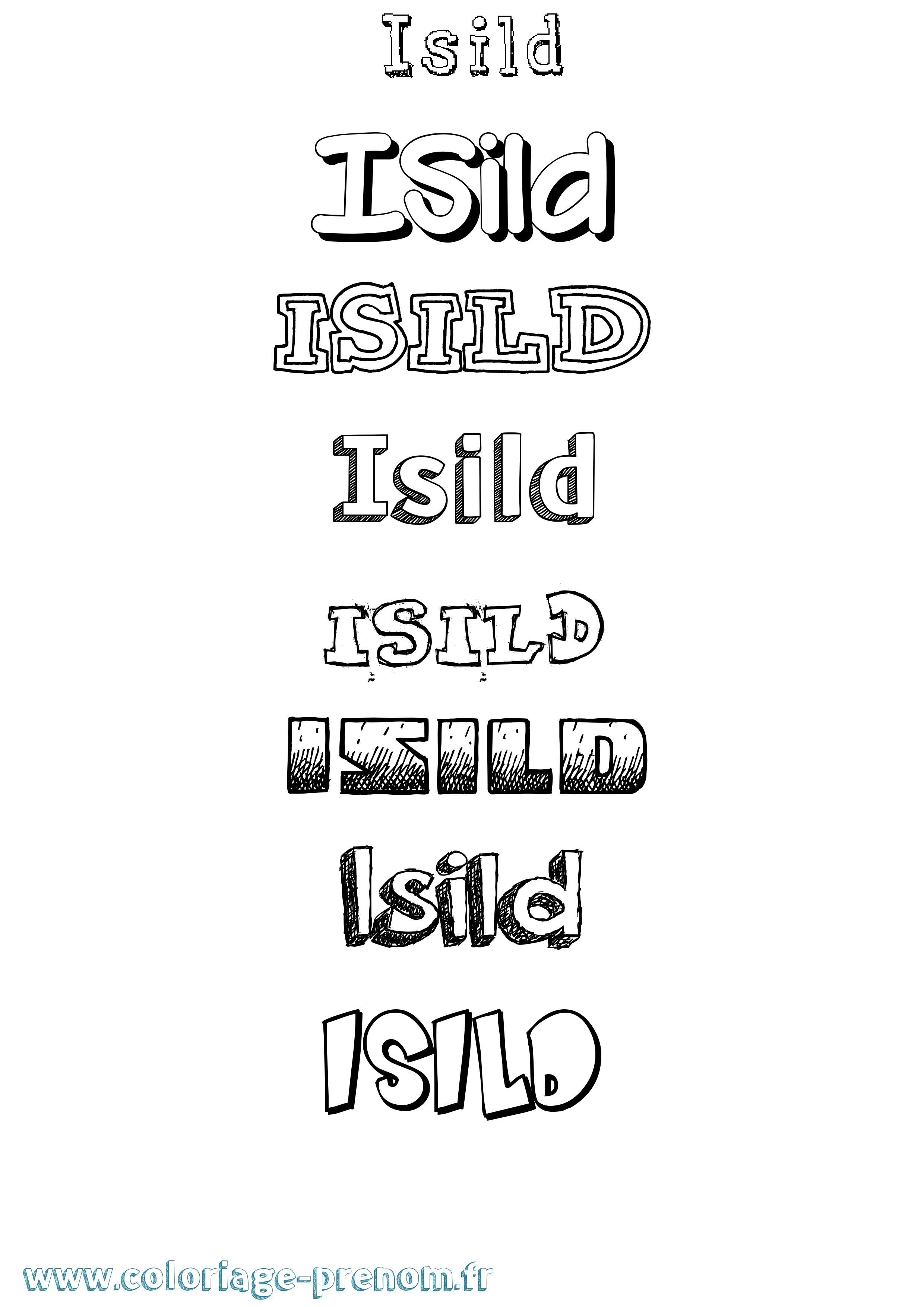 Coloriage Isild Dessiné Coloriage prénom Isild Dessiné