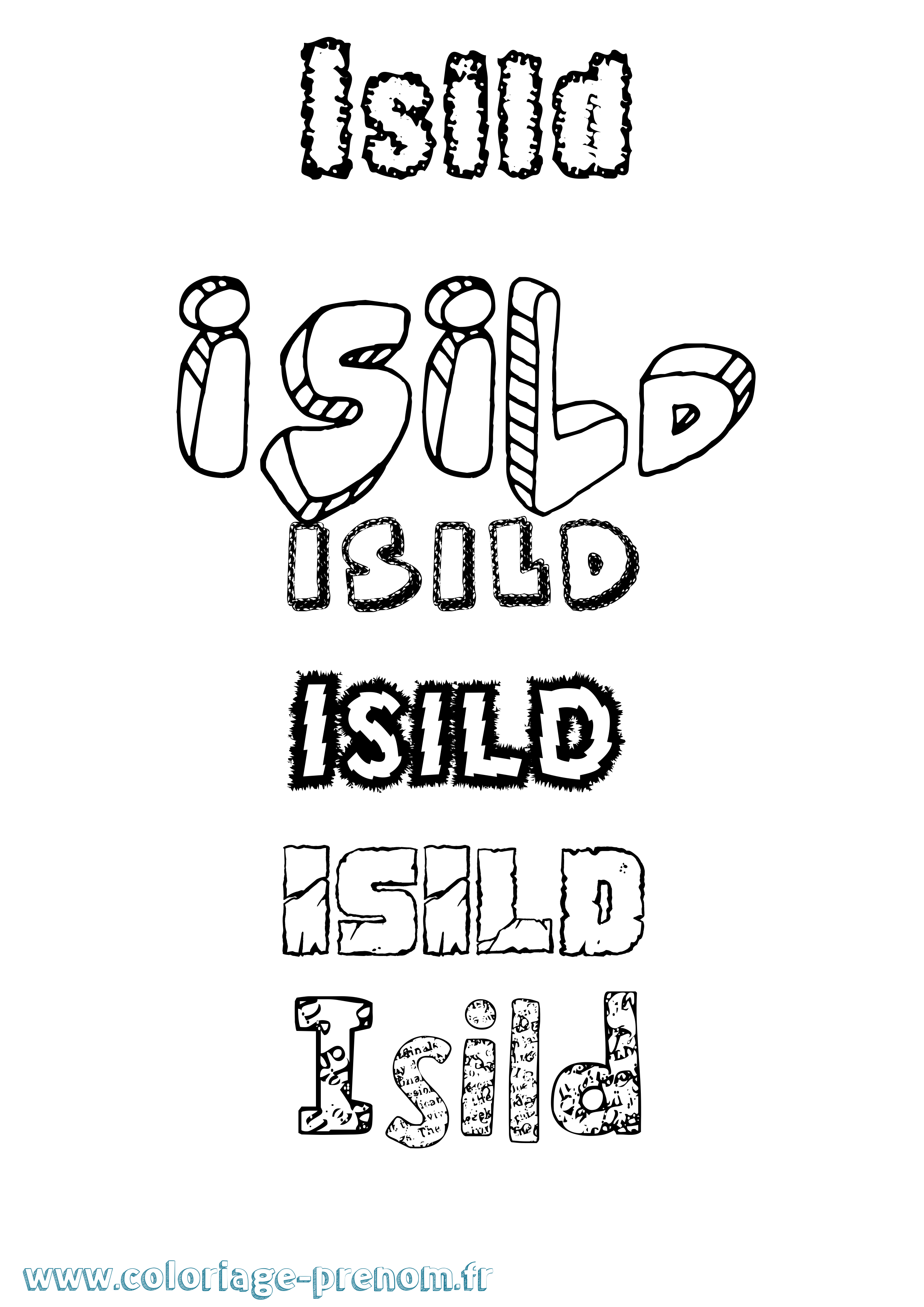 Coloriage Isild Destructuré Coloriage prénom Isild Destructuré